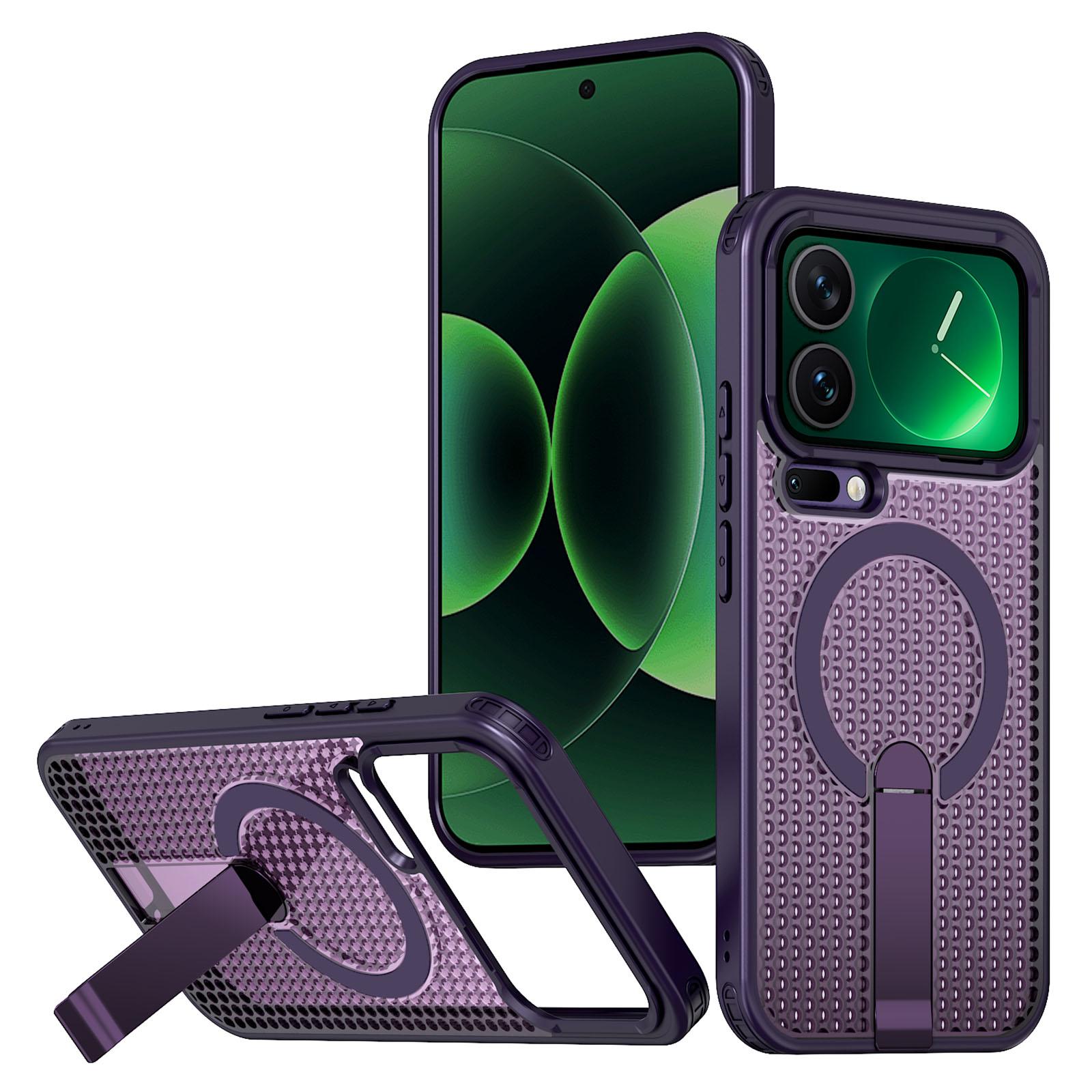 For Xiaomi 17 Pro Max Kalebol Honeycomb Cooling MagSafe Holder Phone Case(Purple) - Shopkiz.com