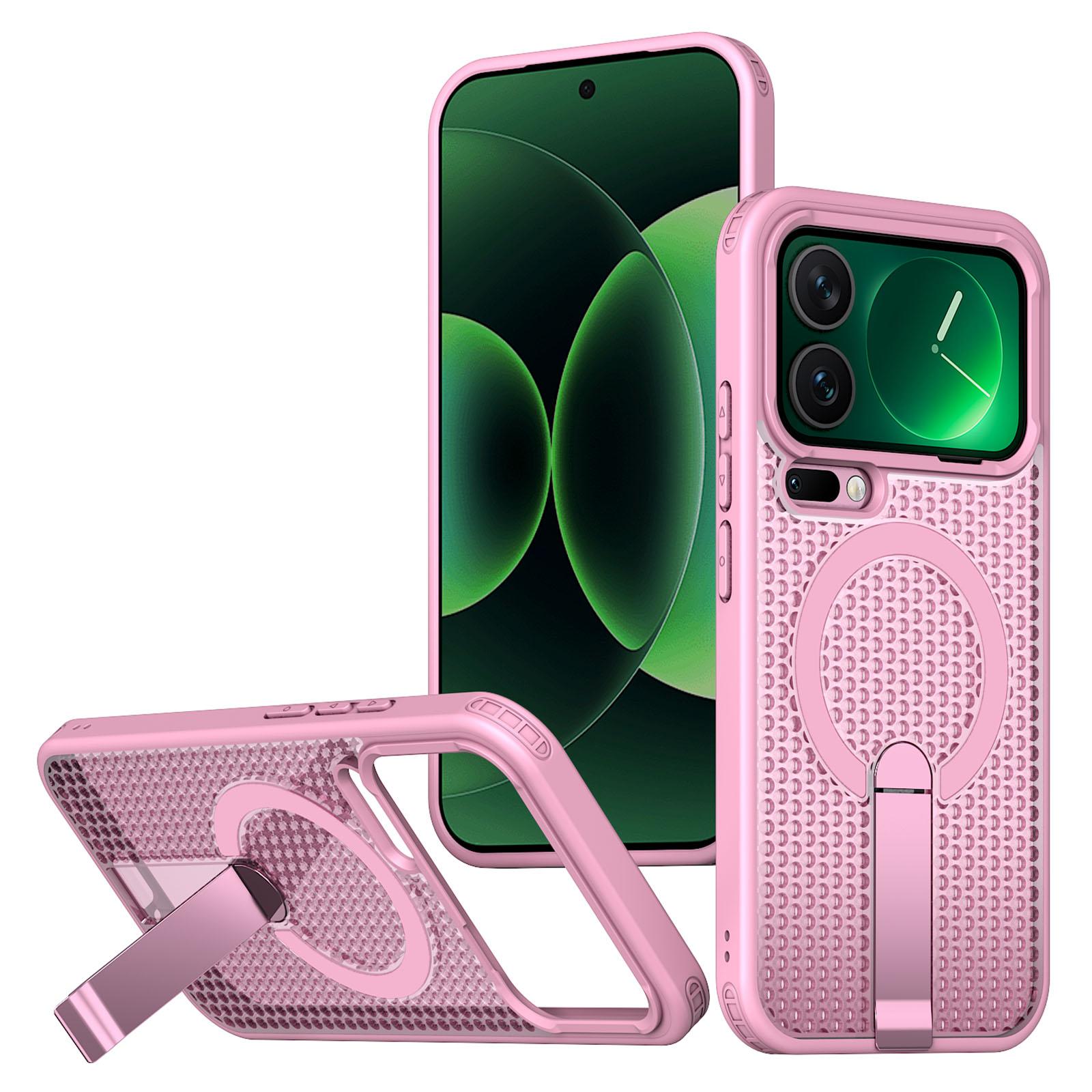 For Xiaomi 17 Pro Kalebol Honeycomb Cooling MagSafe Holder Phone Case(Cherry Blossom Pink) - Shopkiz.com