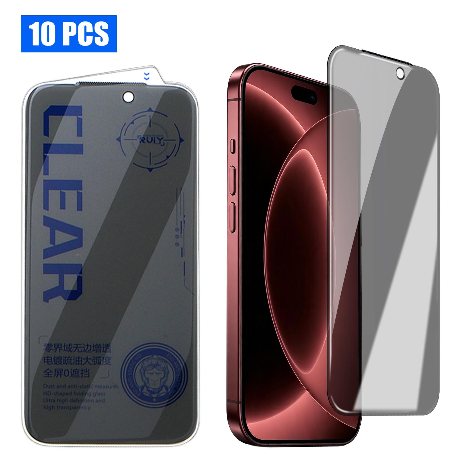 For iPhone 18 Pro Max 10pcs 3D Curved Zero Edge Borderless Privacy Tempered Glass Film - Shopkiz.com