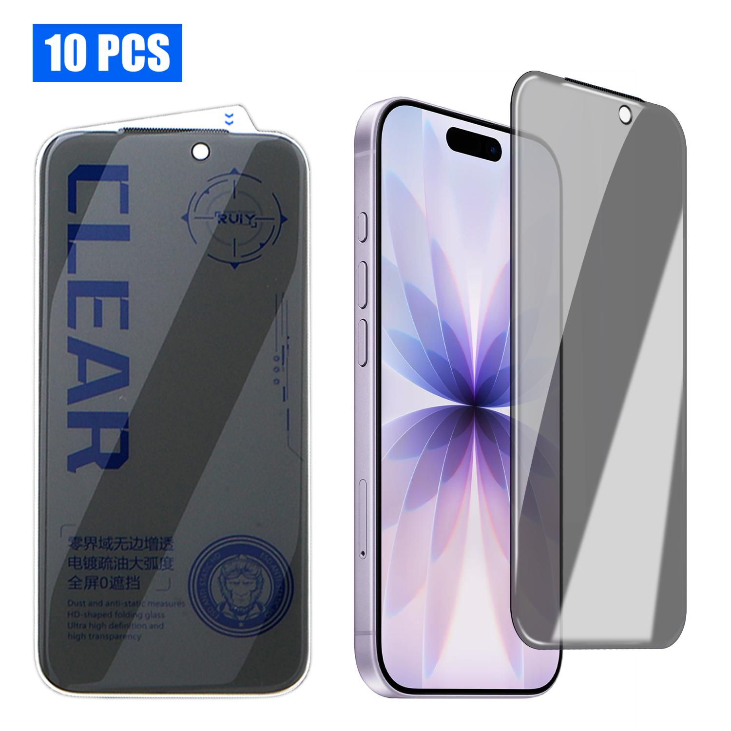 For iPhone 18 10pcs 3D Curved Zero Edge Borderless Privacy Tempered Glass Film - Shopkiz.com