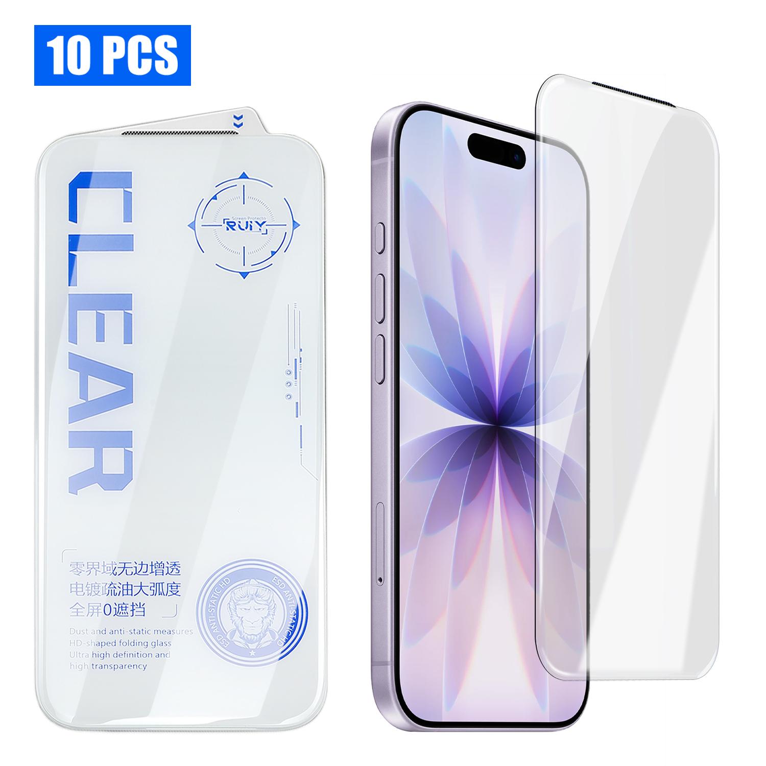 For iPhone 18 10pcs 3D Curved Edge Zero-Border Borderless HD Tempered Glass Film - Shopkiz.com