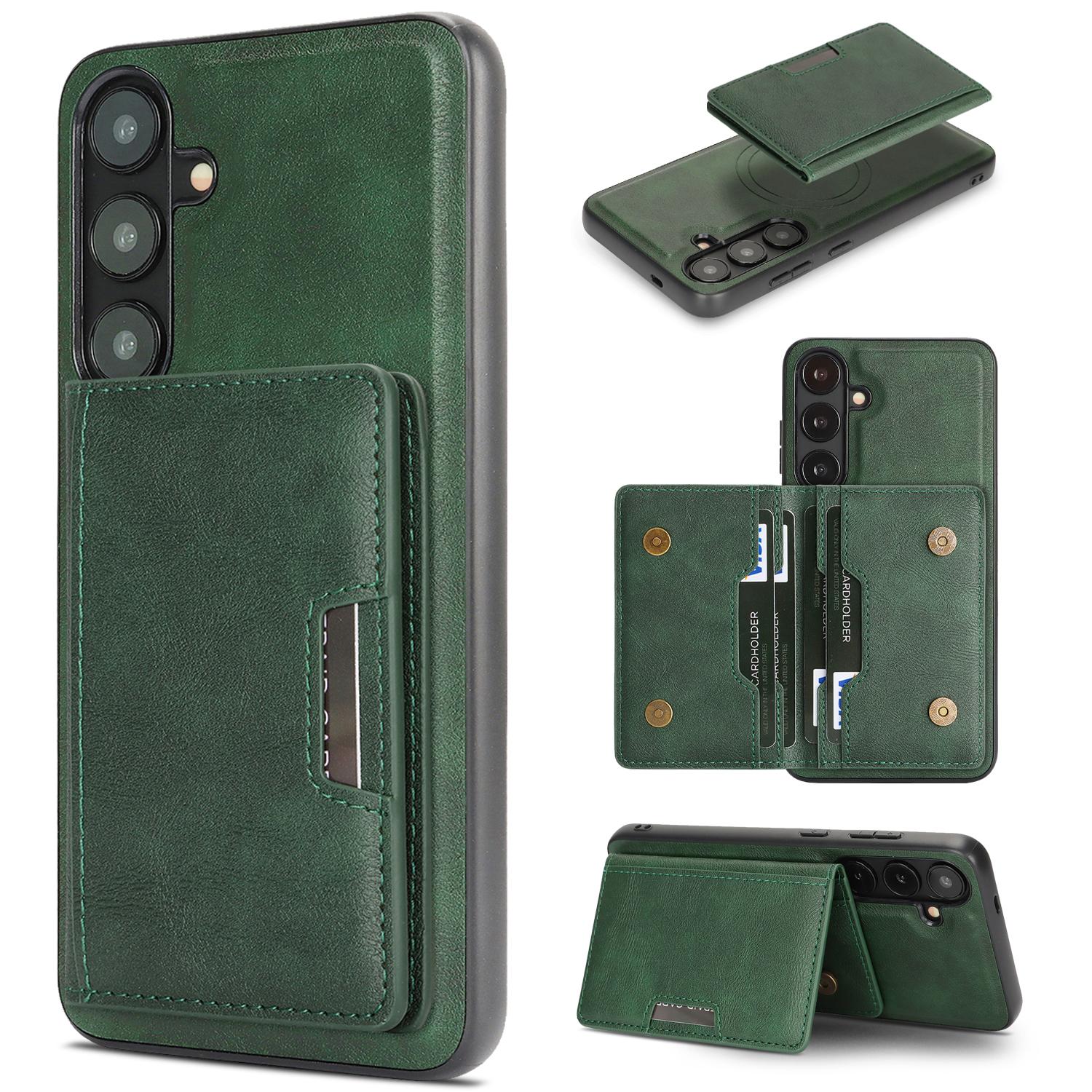 For Galaxy S26+ 5G Kalebol Strong MagSafe Magnetic Two-Fold Card Bag Leather Phone Case(Green) - Shopkiz.com