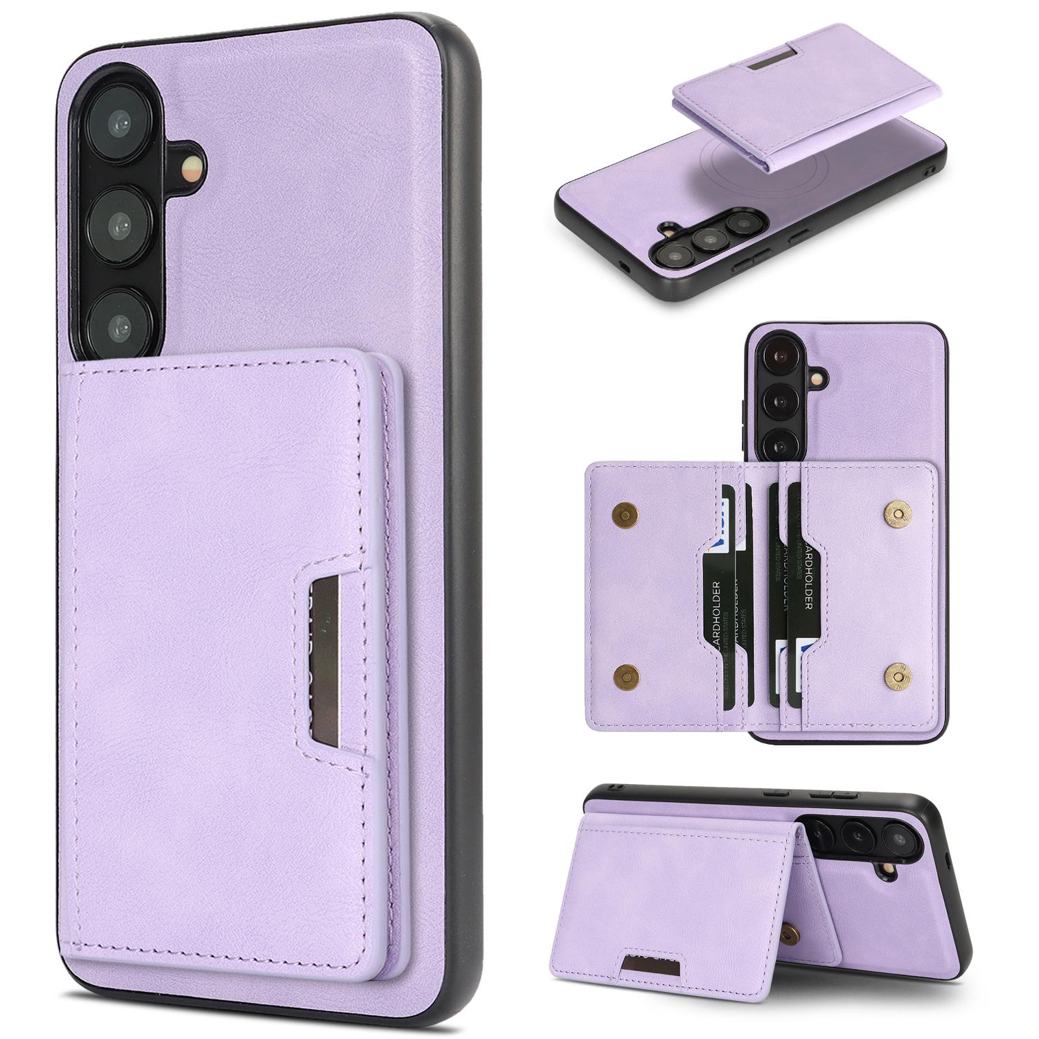 For Galaxy S26 5G Kalebol Strong MagSafe Magnetic Two-Fold Card Bag Leather Phone Case(Purple) - Shopkiz.com