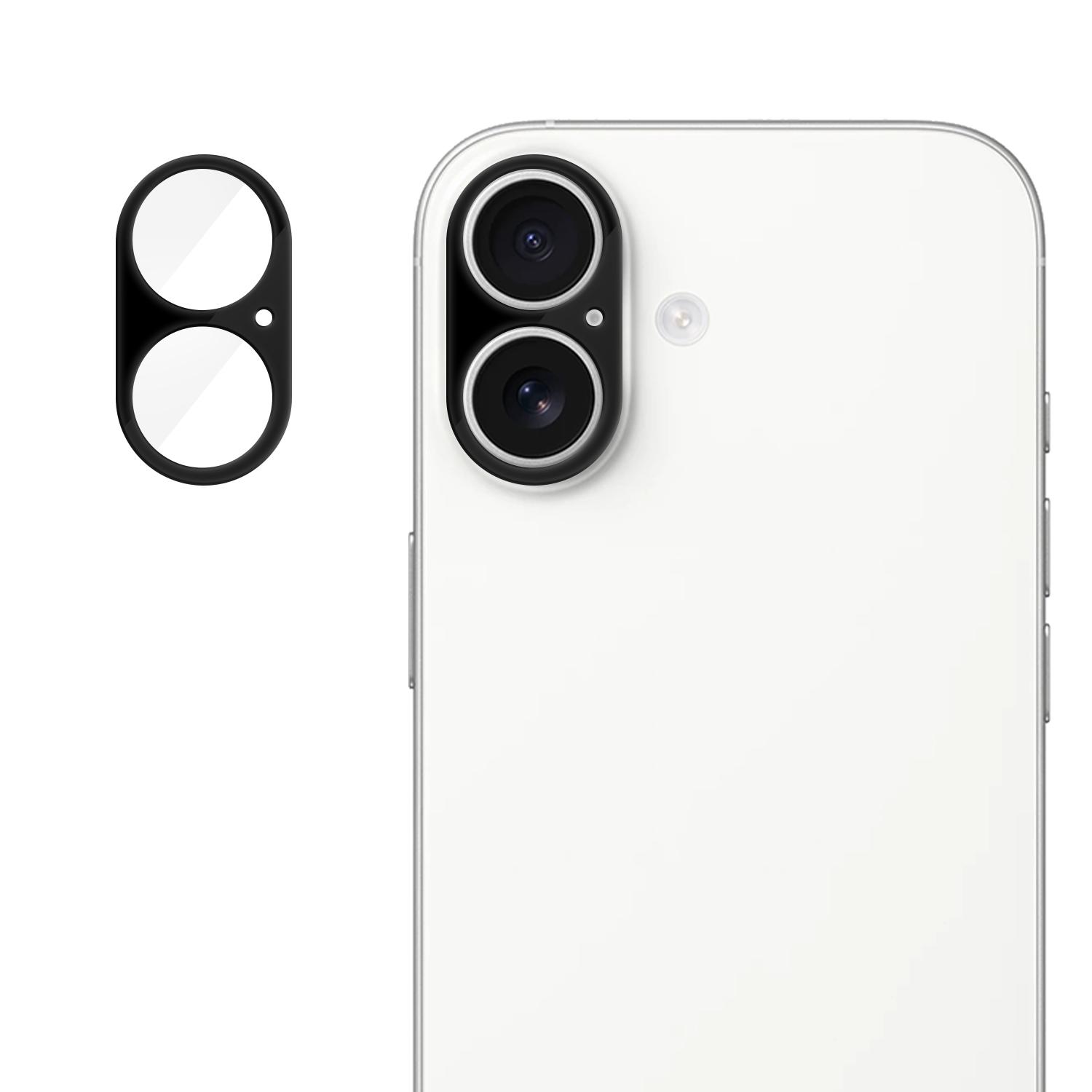 For iPhone 16 / 16 Plus Kalebol Silk-Screened HD Anti-Fingerprint AR Integrated Camera Lens Tempered Glass Film - Shopkiz.com