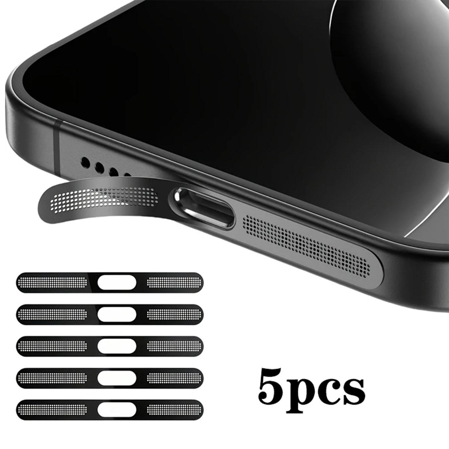 For iPhone 17 5pcs High-Density Metallic Integrated Speaker Dust Cover(Black) - Shopkiz.com