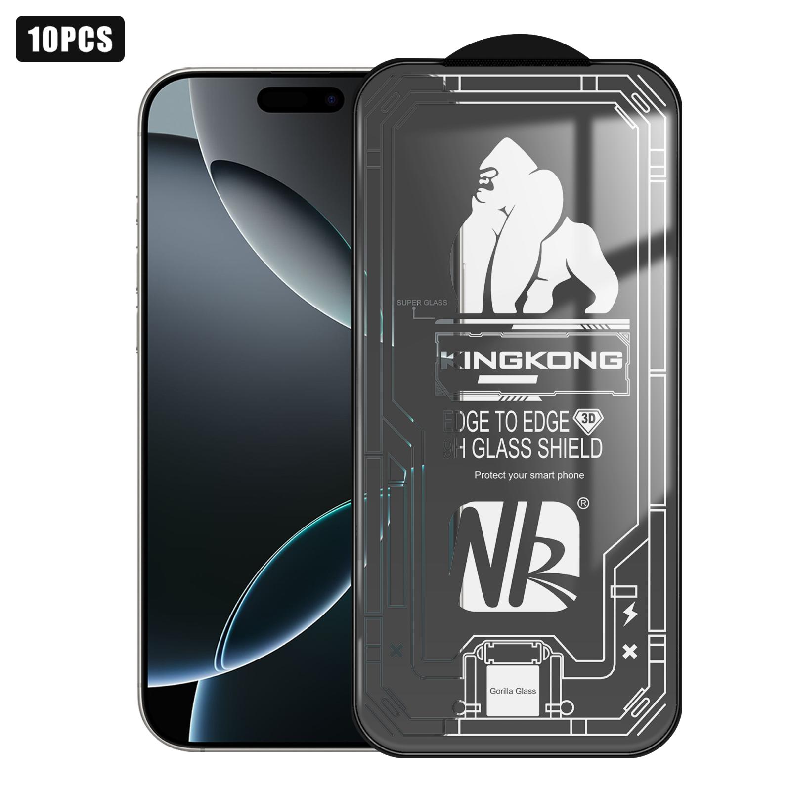 For iPhone 16 Pro Max 10pcs 3D Large Arc Edge Electroplated Explosion-Proof Scratch-Resistant Full-Screen HD Tempered Glass Film - Shopkiz.com