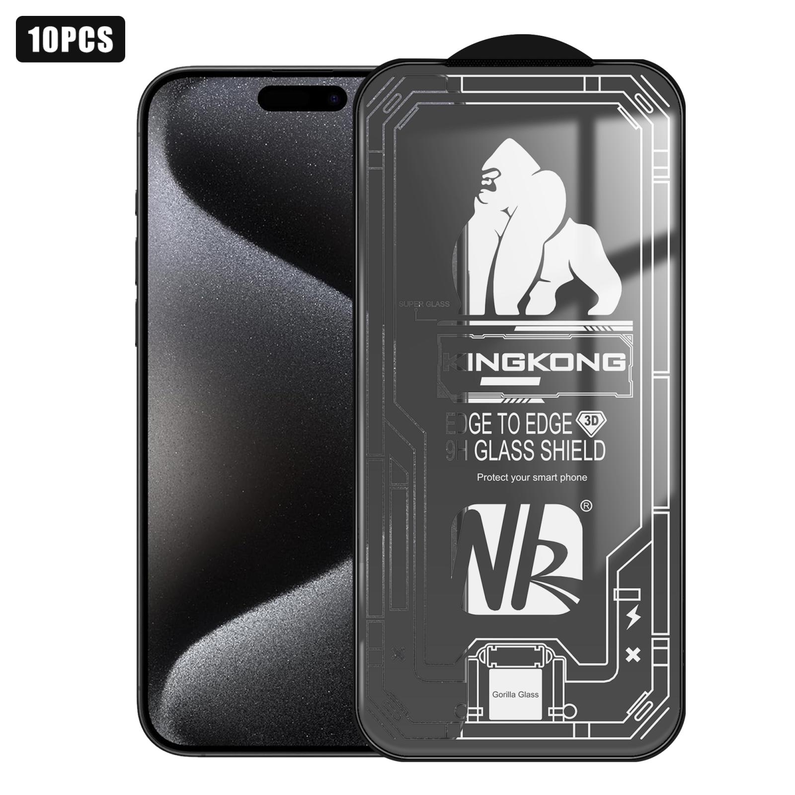 For iPhone 15 Pro Max 10pcs 3D Large Arc Edge Electroplated Explosion-Proof Scratch-Resistant Full-Screen HD Tempered Glass Film - Shopkiz.com