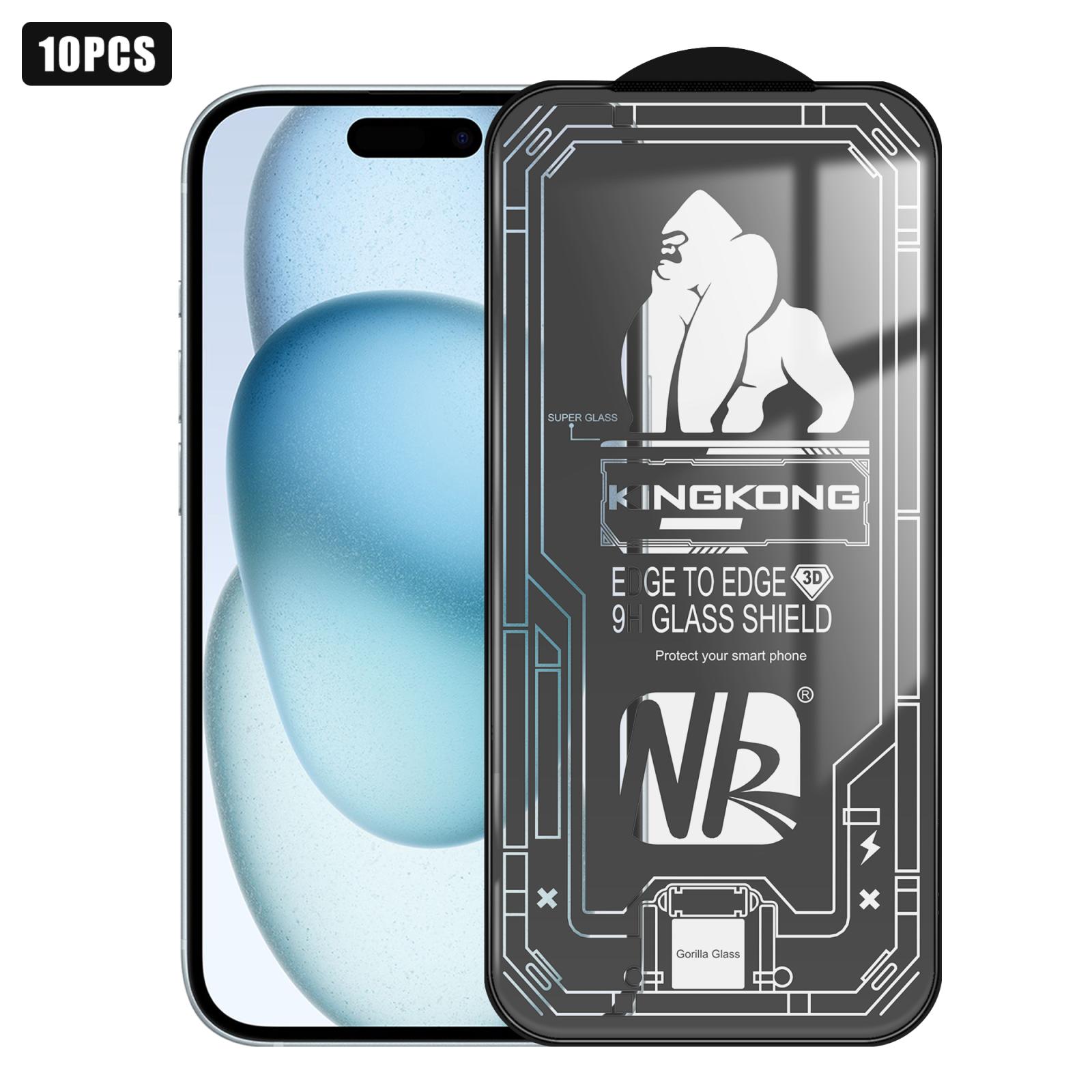 For iPhone 15 10pcs 3D Large Arc Edge Electroplated Explosion-Proof Scratch-Resistant Full-Screen HD Tempered Glass Film - Shopkiz.com
