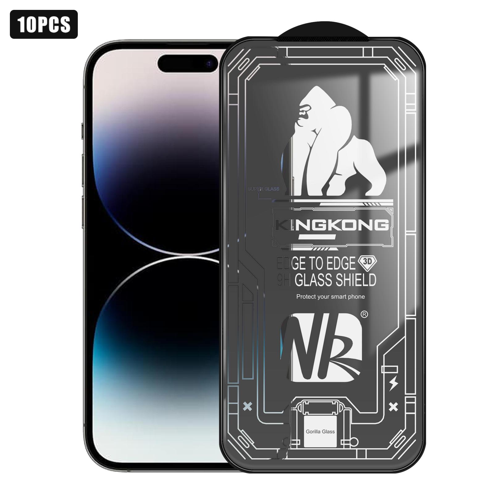 For iPhone 14 Pro Max 10pcs 3D Large Arc Edge Electroplated Explosion-Proof Scratch-Resistant Full-Screen HD Tempered Glass Film - Shopkiz.com