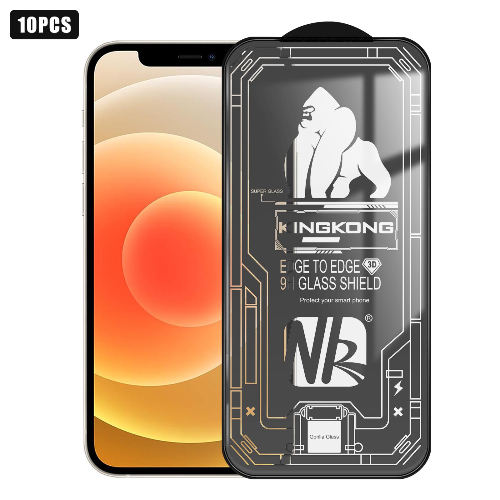 For iPhone 12 10pcs 3D Large Arc Edge Electroplated Explosion-Proof Scratch-Resistant Full-Screen HD Tempered Glass Film - Shopkiz.com