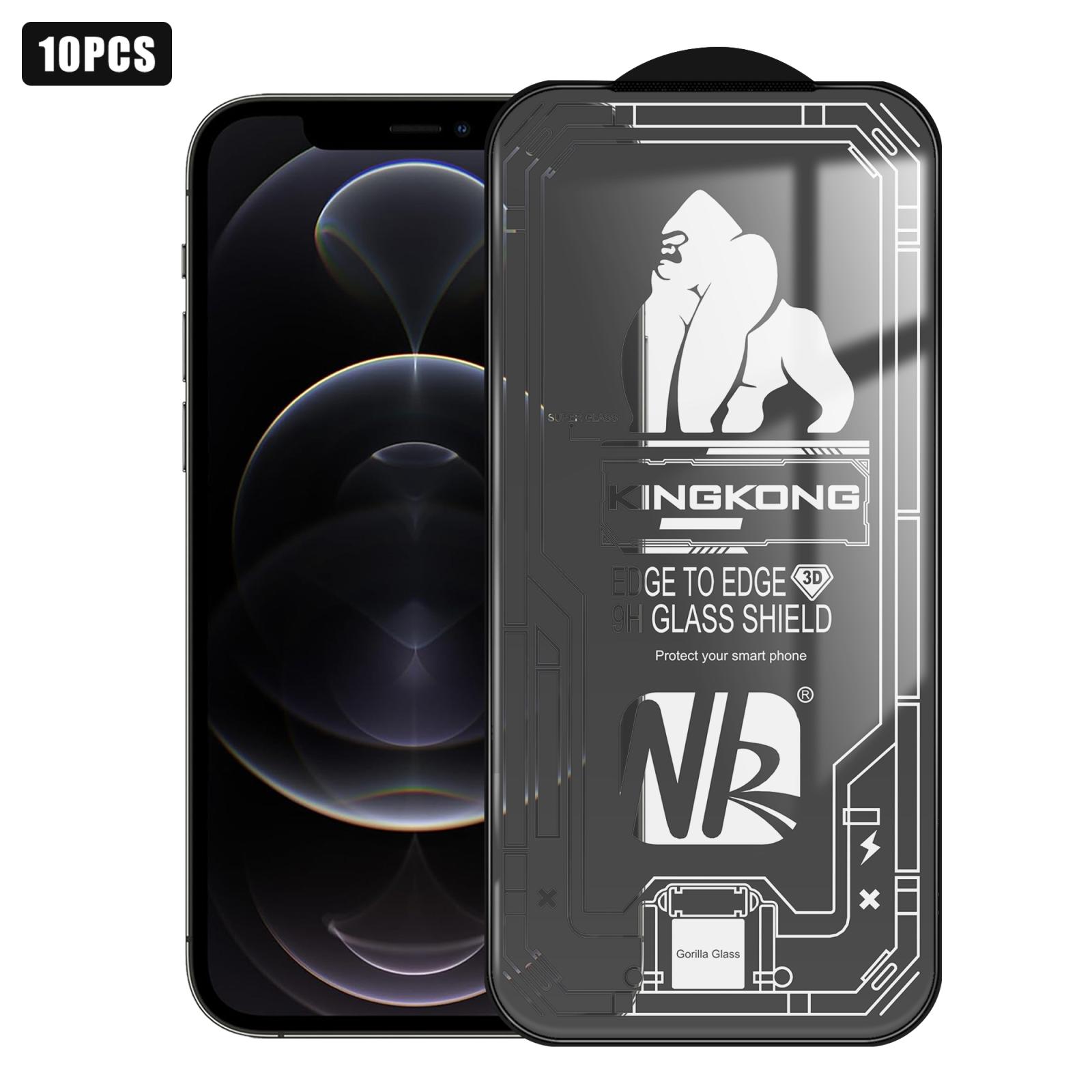 For iPhone 12 Pro Max 10pcs 3D Large Arc Edge Electroplated Explosion-Proof Scratch-Resistant Full-Screen HD Tempered Glass Film - Shopkiz.com