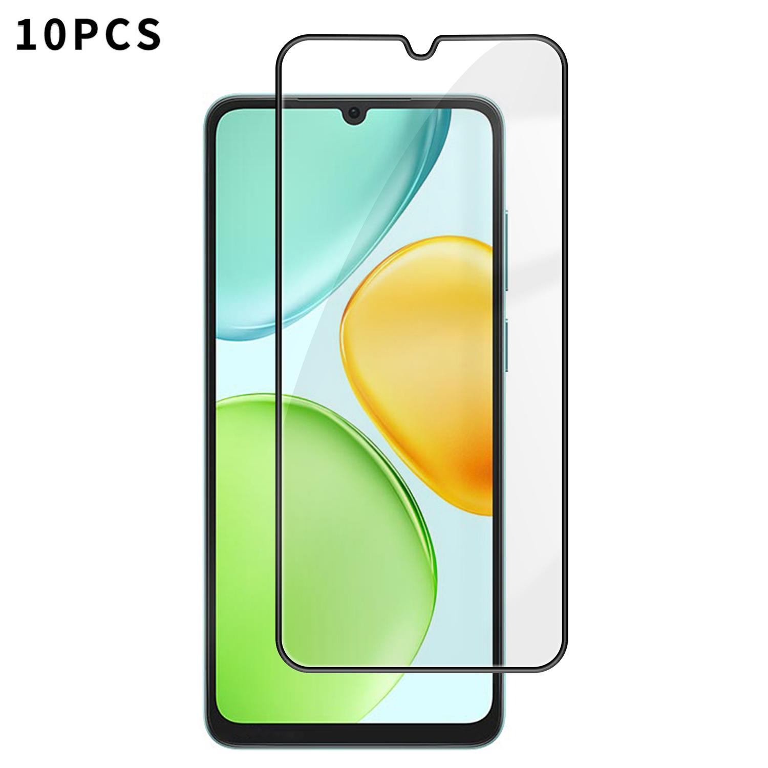 For Honor 500 Smart Indian 5G 10pcs Kalebol High-Aluminum Screen-Printed Full-Coverage Anti-Fingerprint Black-Bordered HD Tempered Glass Film -
