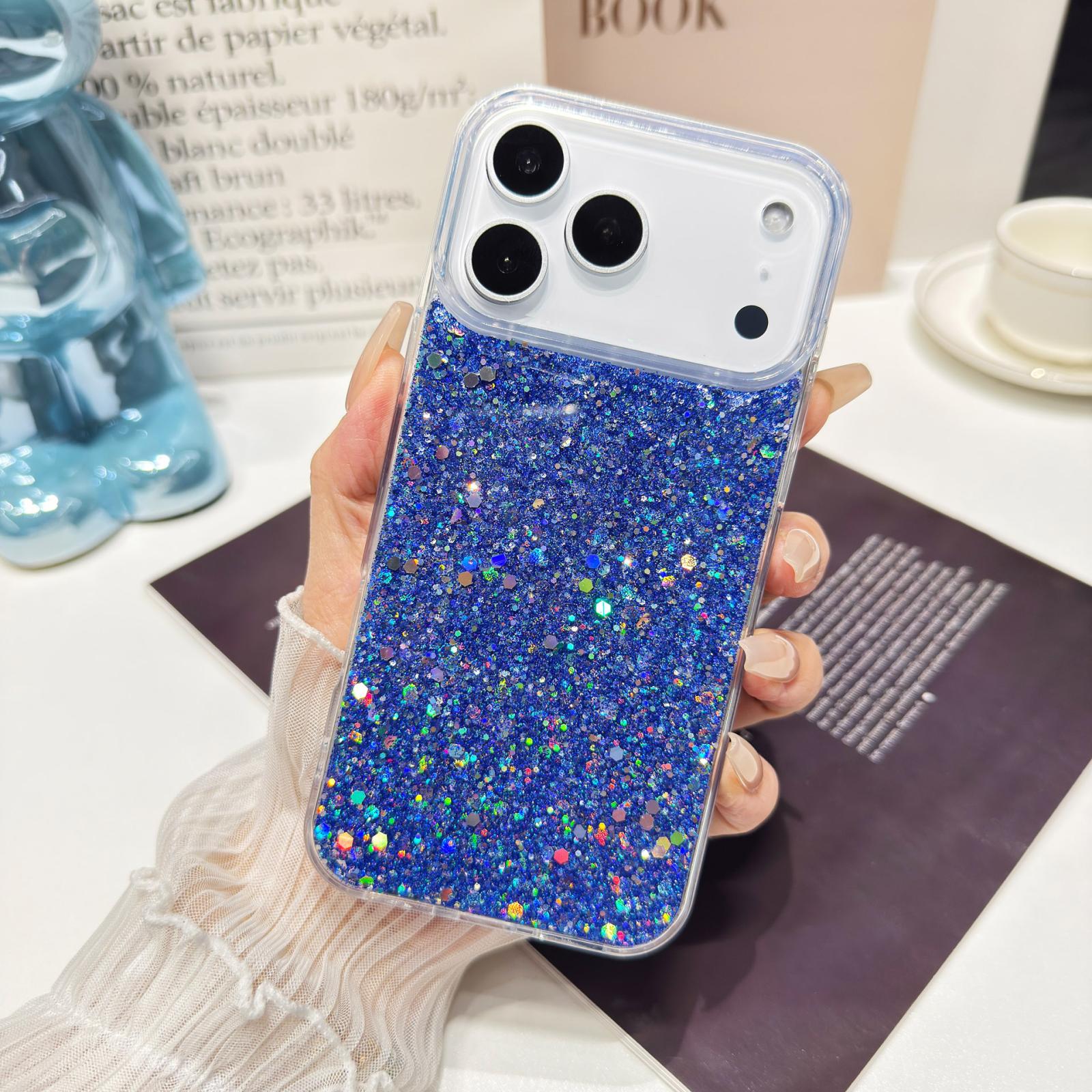 For iPhone 17 Pro Glitter Sequins Epoxy TPU Phone Case(Blue) - Shopkiz.com
