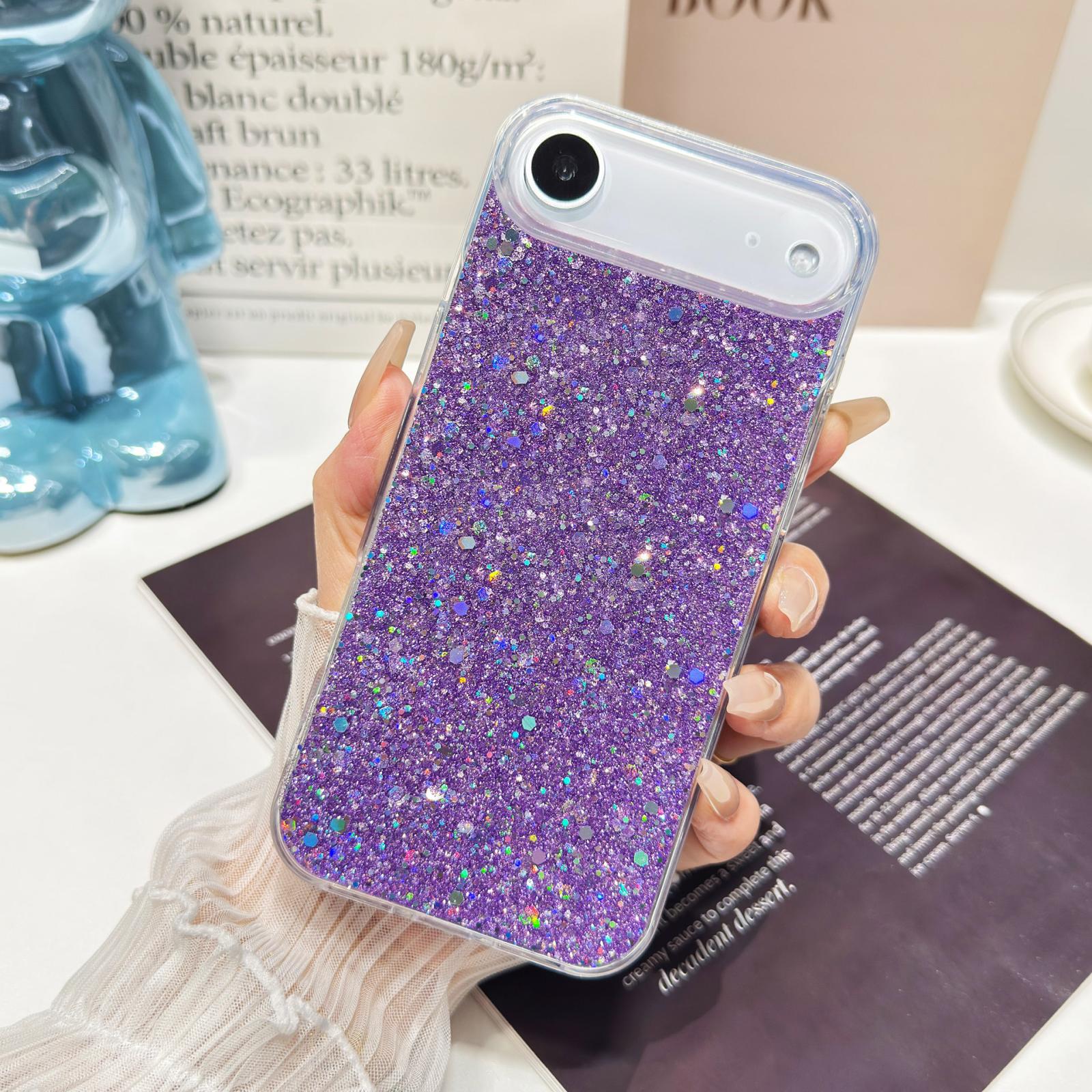 For iPhone 17 Glitter Sequins Epoxy TPU Phone Case(Purple) - Shopkiz.com