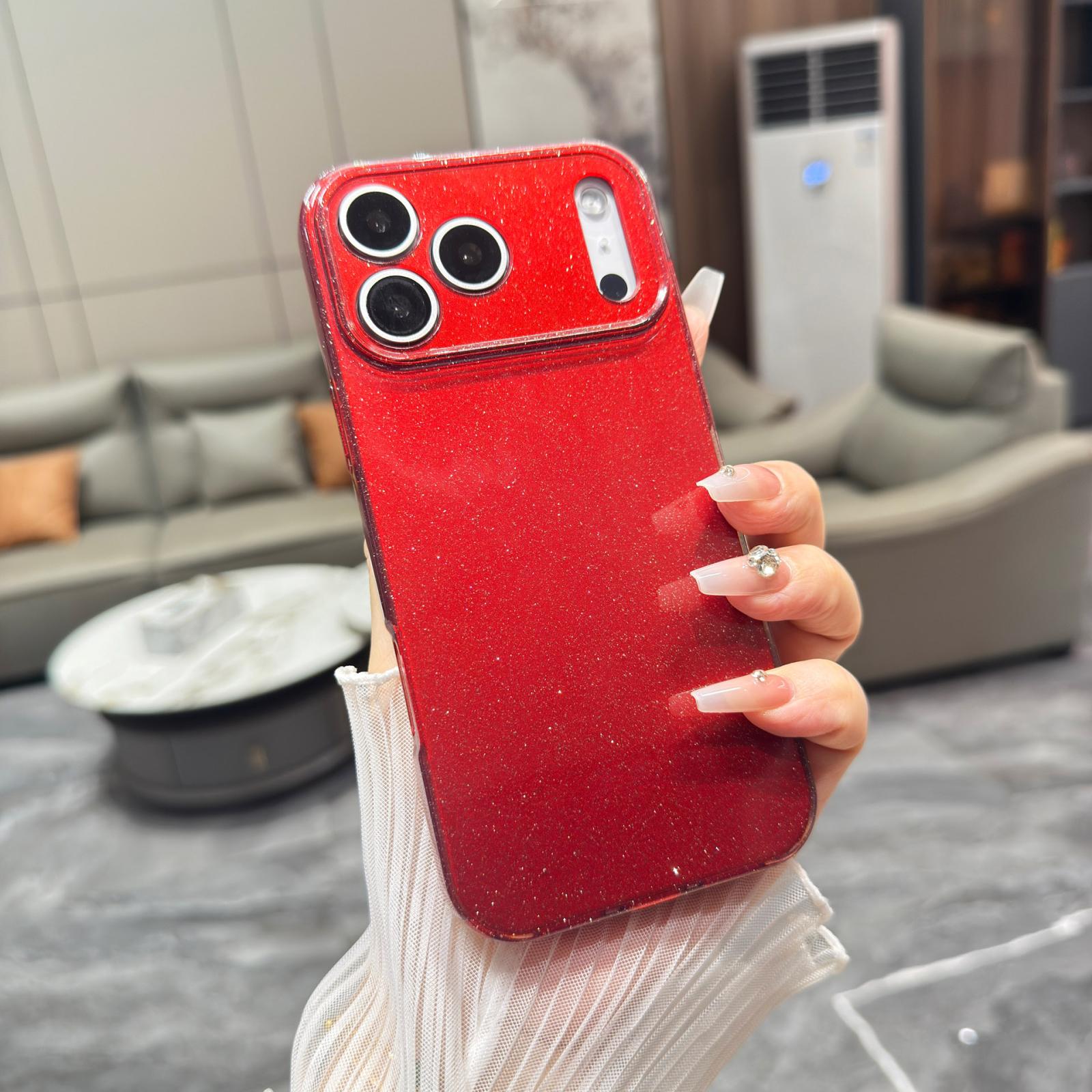 For iPhone 17 Pro Jelly Glitter Solid Color TPU Phone Case(Red) - Shopkiz.com