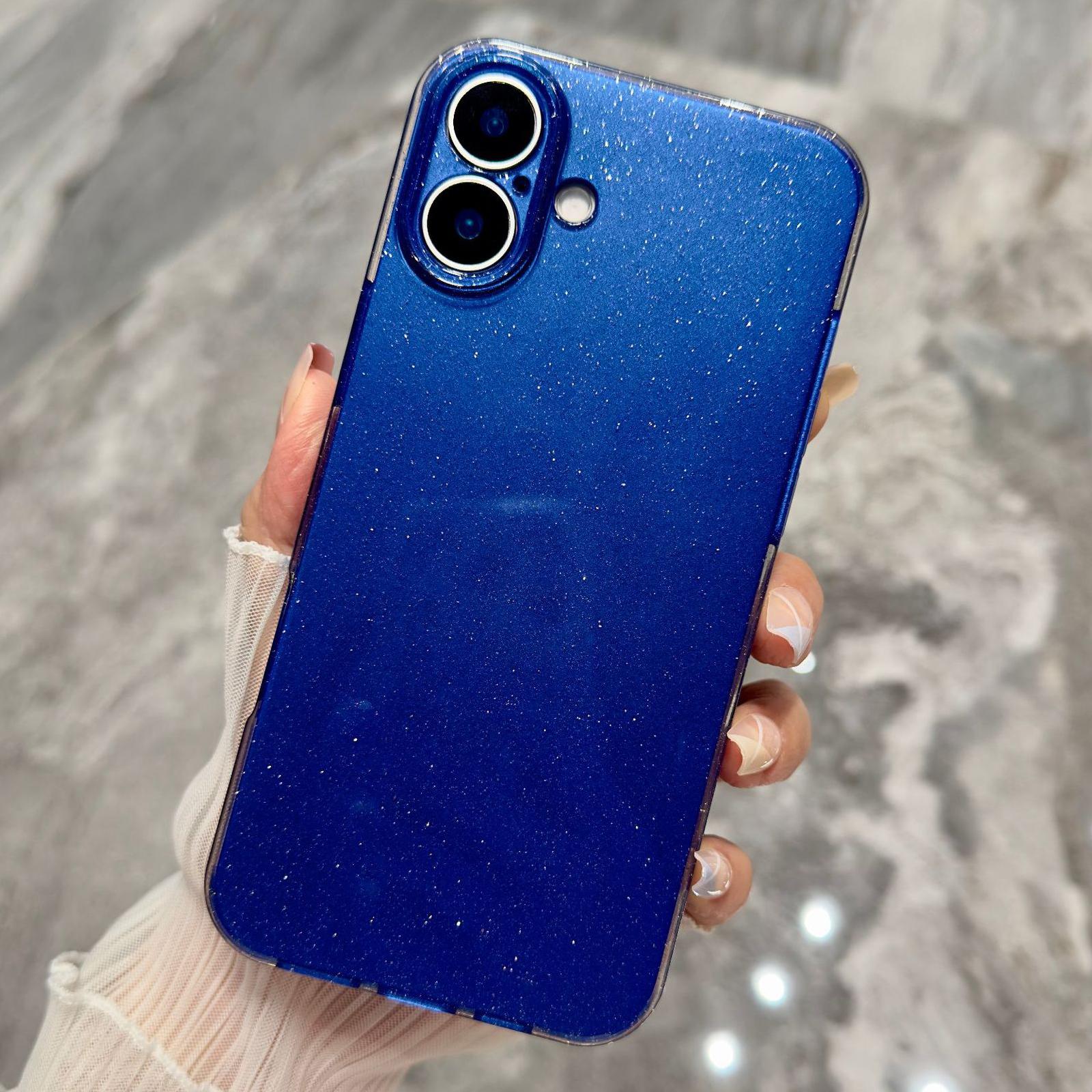 For iPhone 17 Jelly Glitter Solid Color TPU Phone Case(Dark Blue) - Shopkiz.com