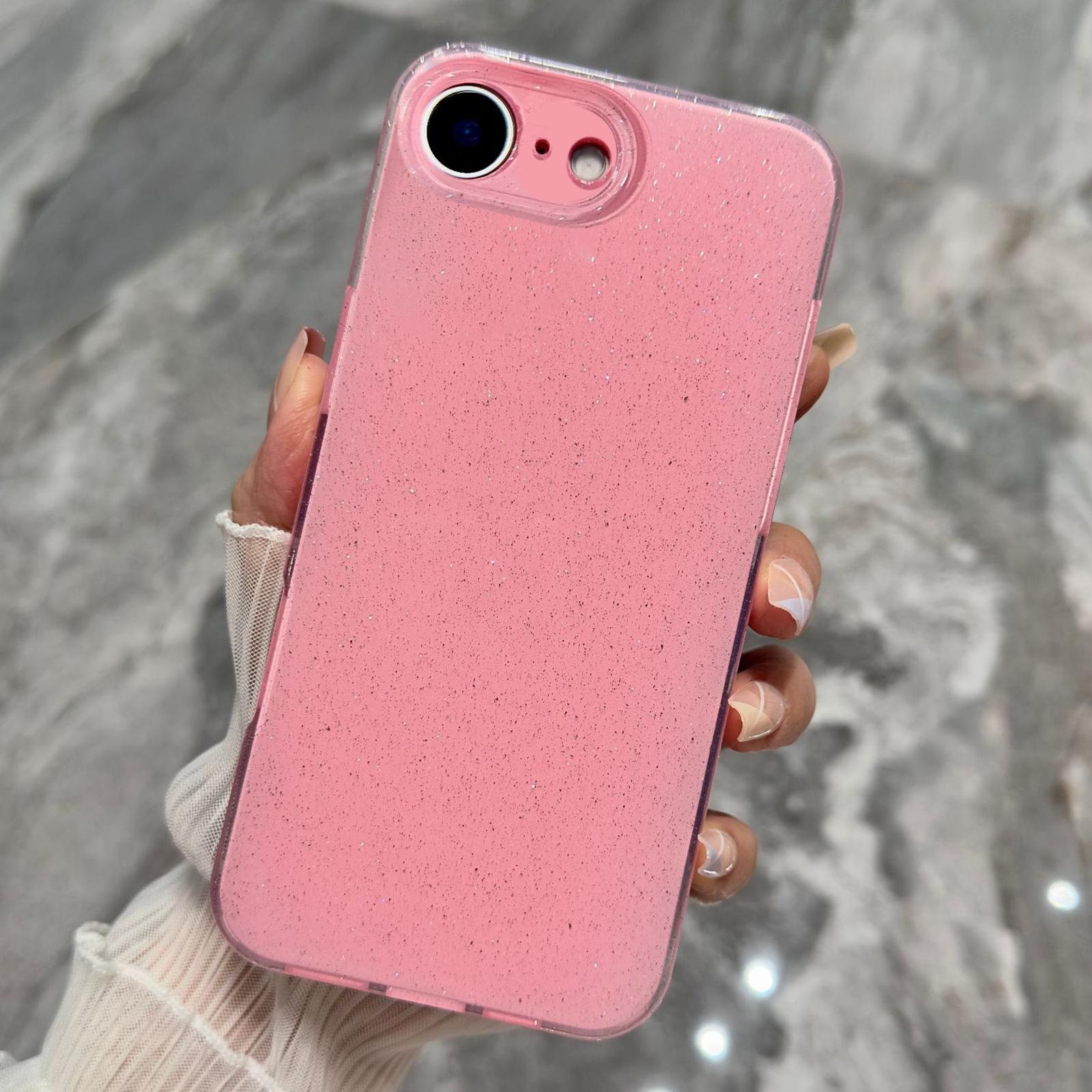 For iPhone 17e / 16e Jelly Glitter Solid Color TPU Phone Case(Pink) - Shopkiz.com