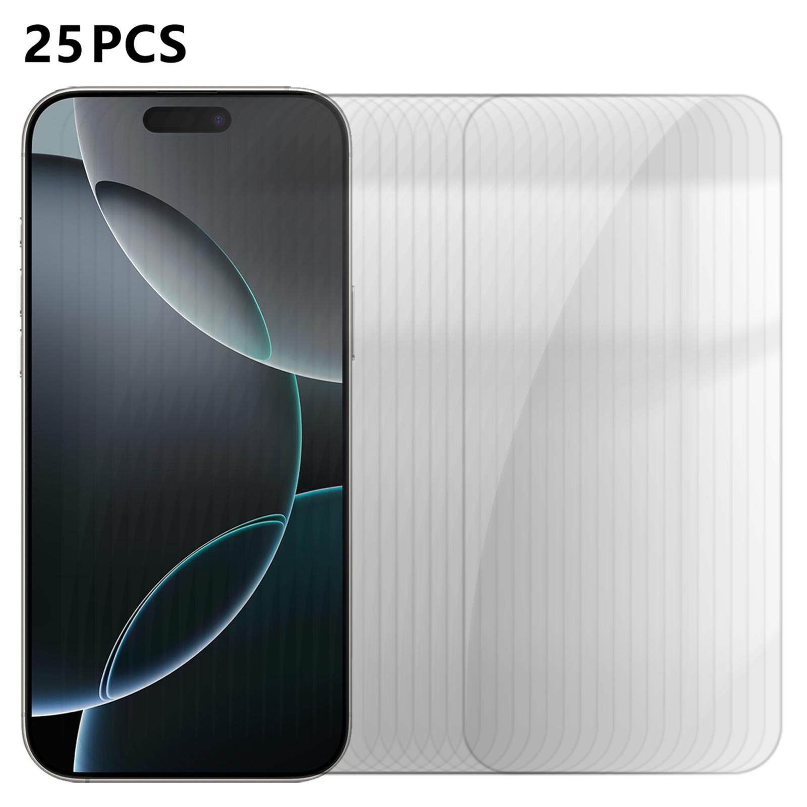 For iPhone 16 Pro 25pcs High-Aluminum Semi-Screen Anti-Fingerprint HD Tempered Glass Film - Shopkiz.com