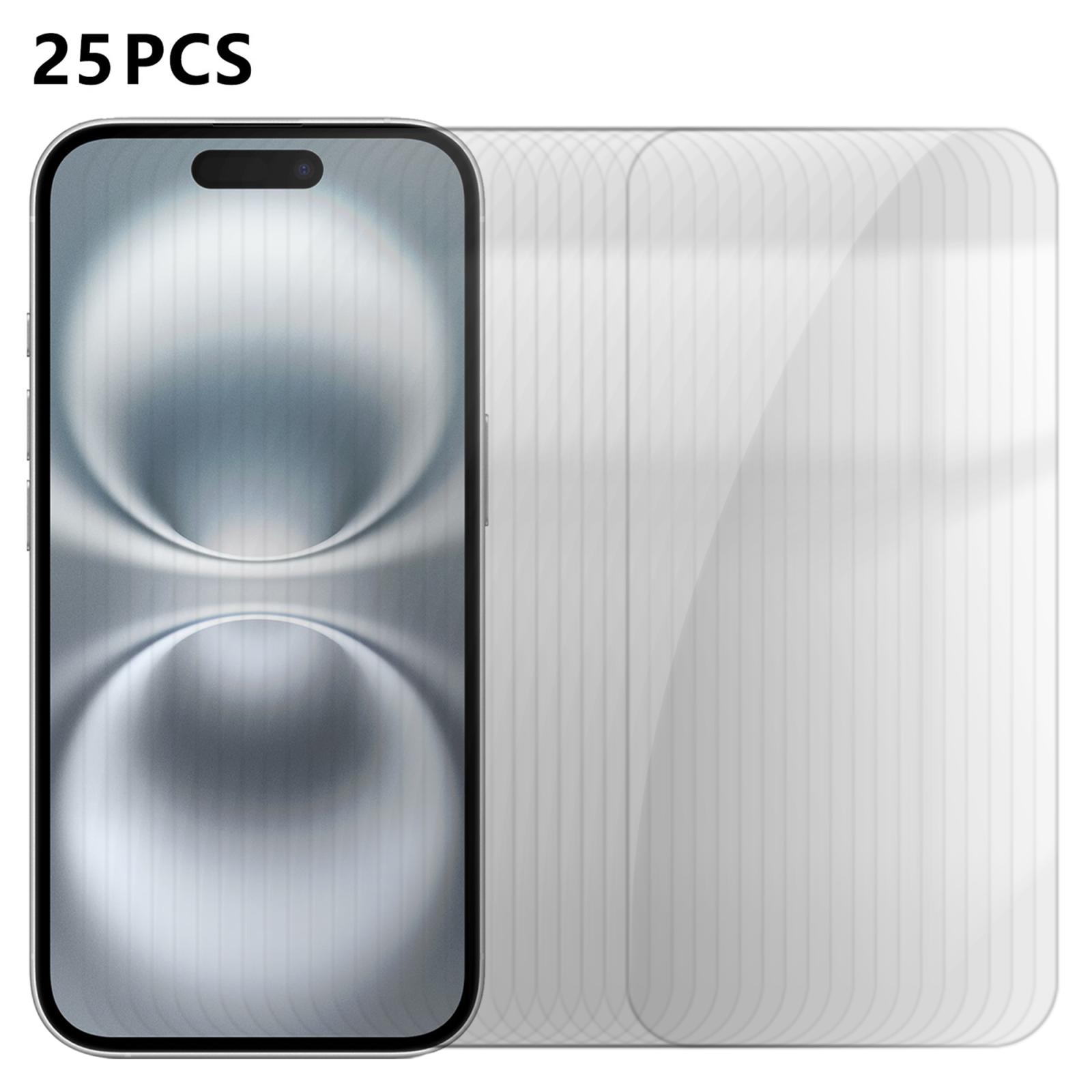 For iPhone 16 25pcs High-Aluminum Semi-Screen Anti-Fingerprint HD Tempered Glass Film - Shopkiz.com