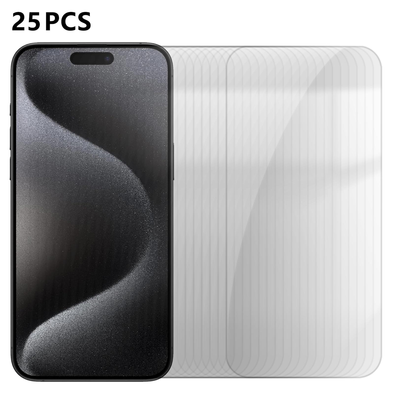 For iPhone 15 Pro Max 25pcs High-Aluminum Semi-Screen Anti-Fingerprint HD Tempered Glass Film - Shopkiz.com
