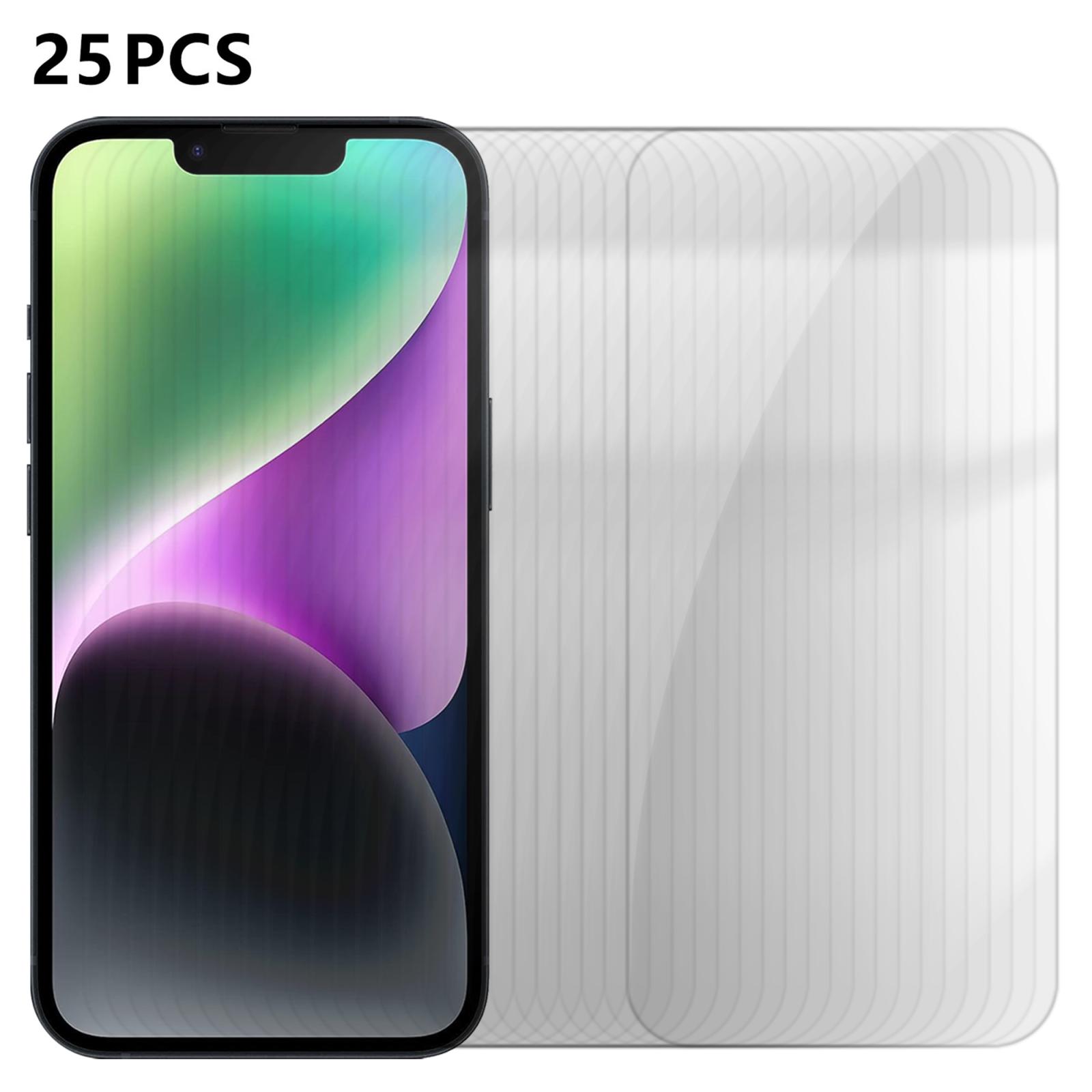 For iPhone 14 25pcs High-Aluminum Semi-Screen Anti-Fingerprint HD Tempered Glass Film - Shopkiz.com