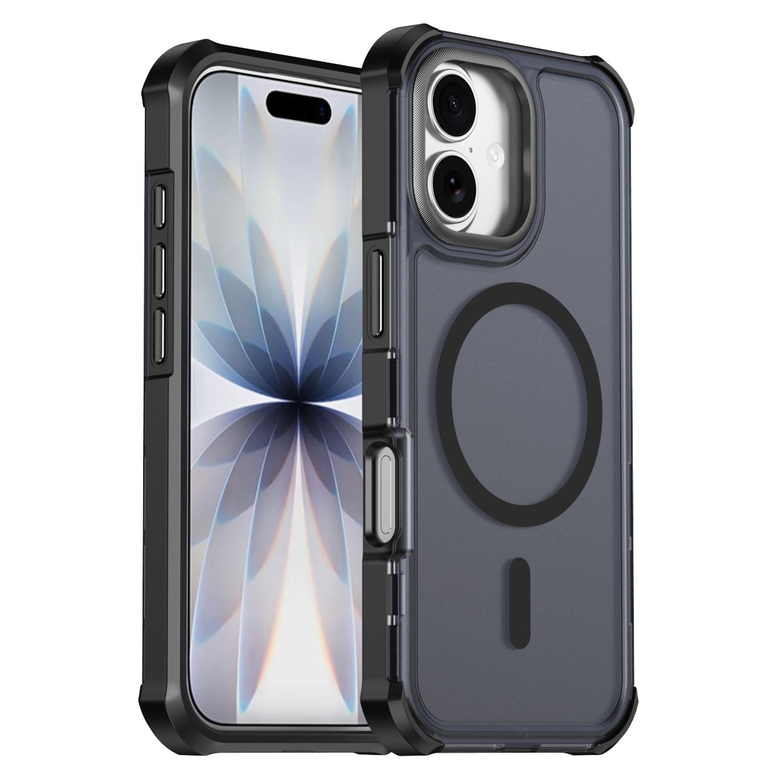 For iPhone 17 Skin Feel Semi-transparent Frosted Magnetic Four-Corner Shockproof Phone Case(Black) - Shopkiz.com