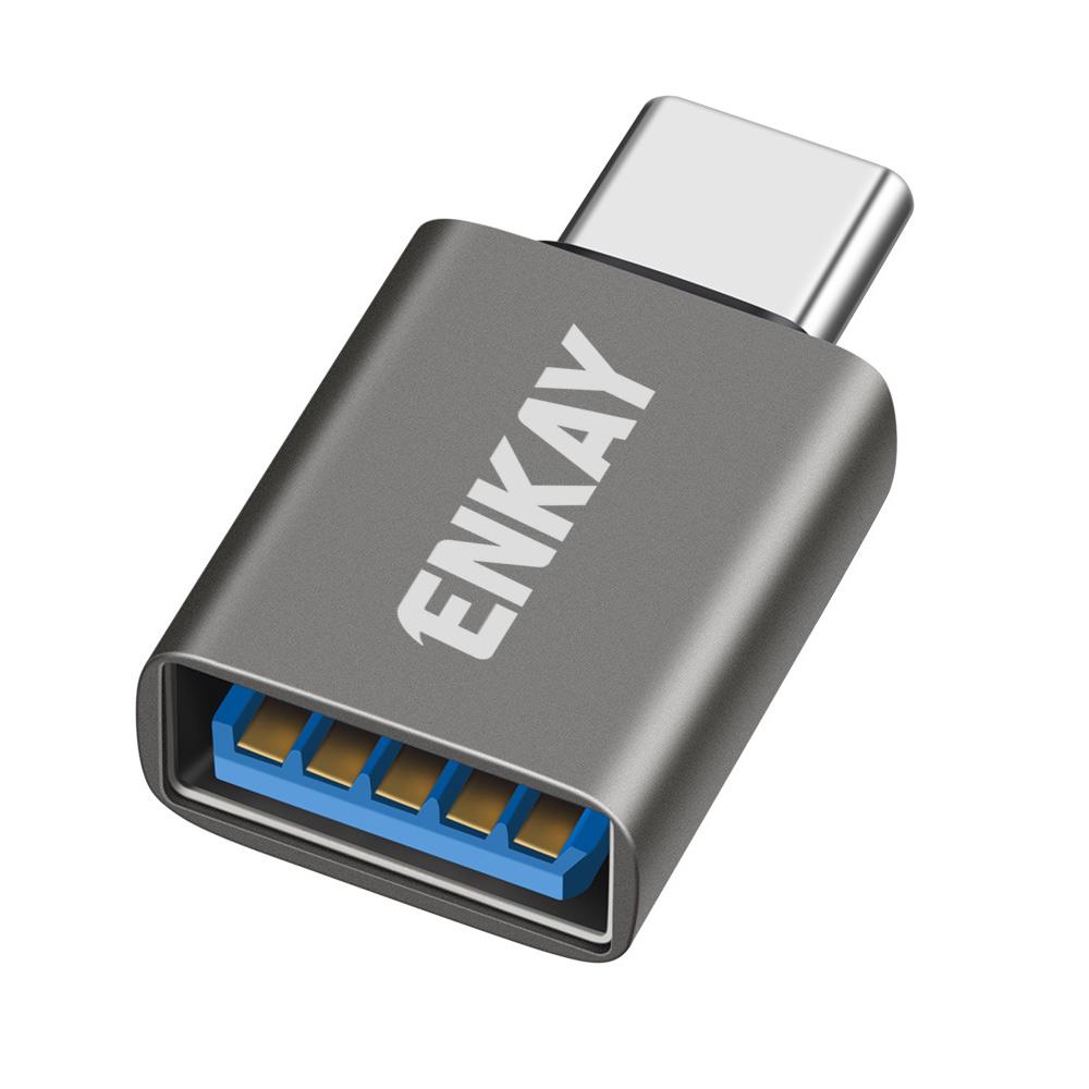 ENKAY ENK-AT134 10Gbps Female USB 3.2 A to Male USB C Data Adapter Aluminum Alloy Converter(Gunmetal Color) - Shopkiz.com