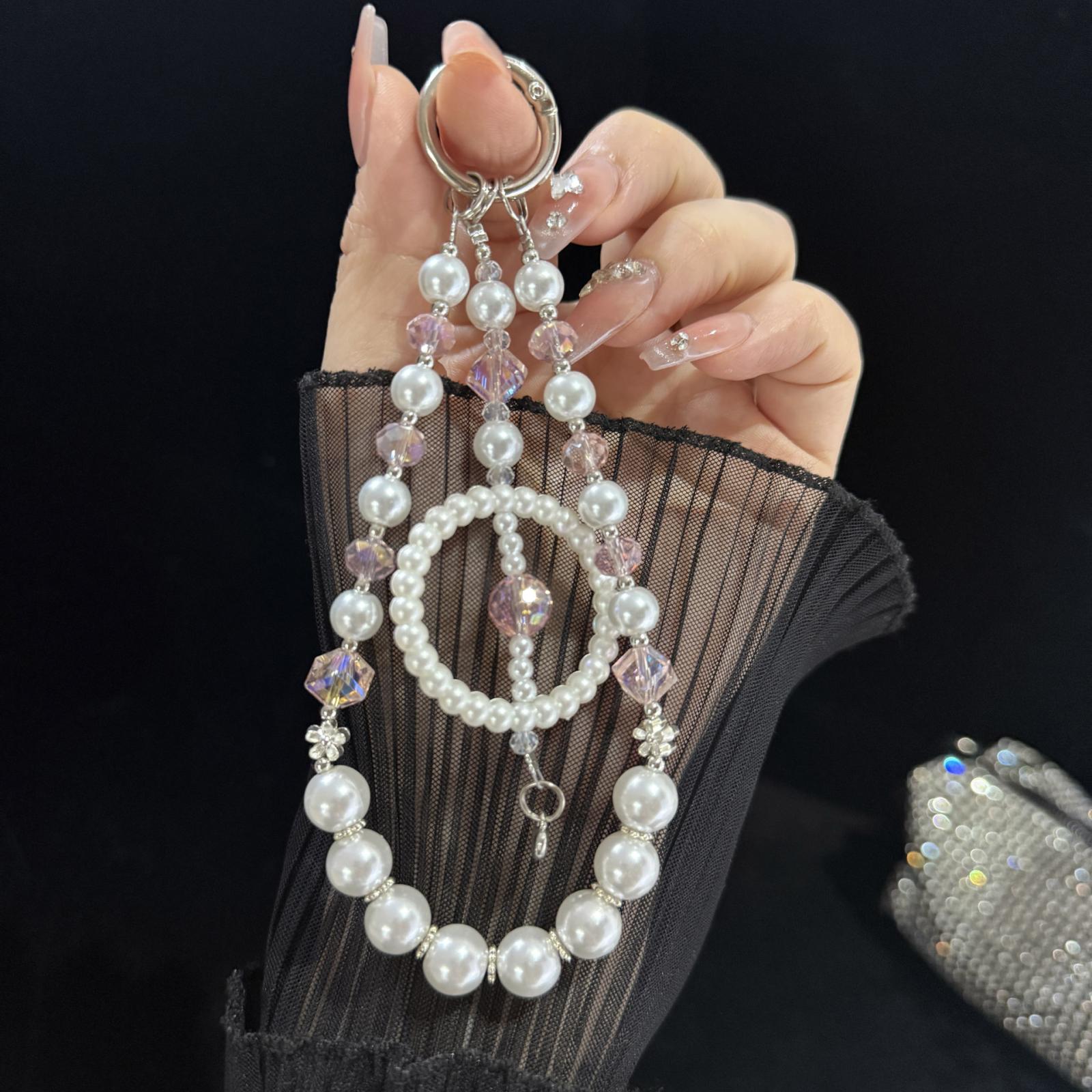 Dreamcatcher Crystal Pearl Phone Hanging Charm(Pink) - Shopkiz.com