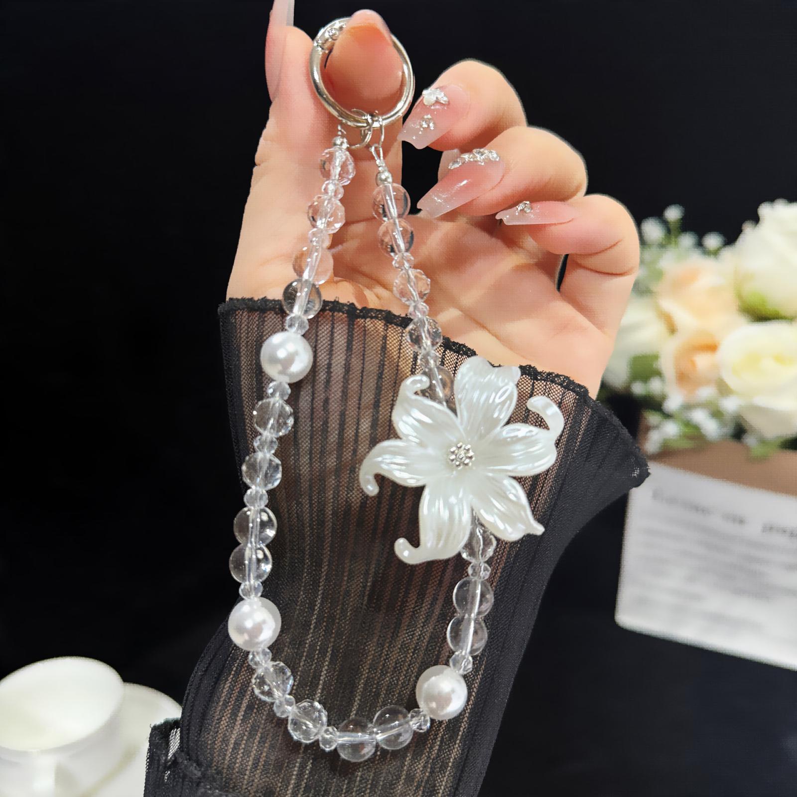 Transparent Iridescent Lily Crystal Phone Charm(White) - Shopkiz.com