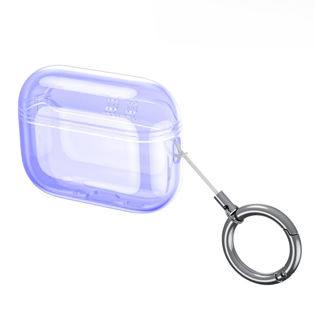 For Airpods Pro 2 Integrated High Transparency Full Coverage TPU Protective Earbuds Case(Transparent Purple) - Shopkiz.com