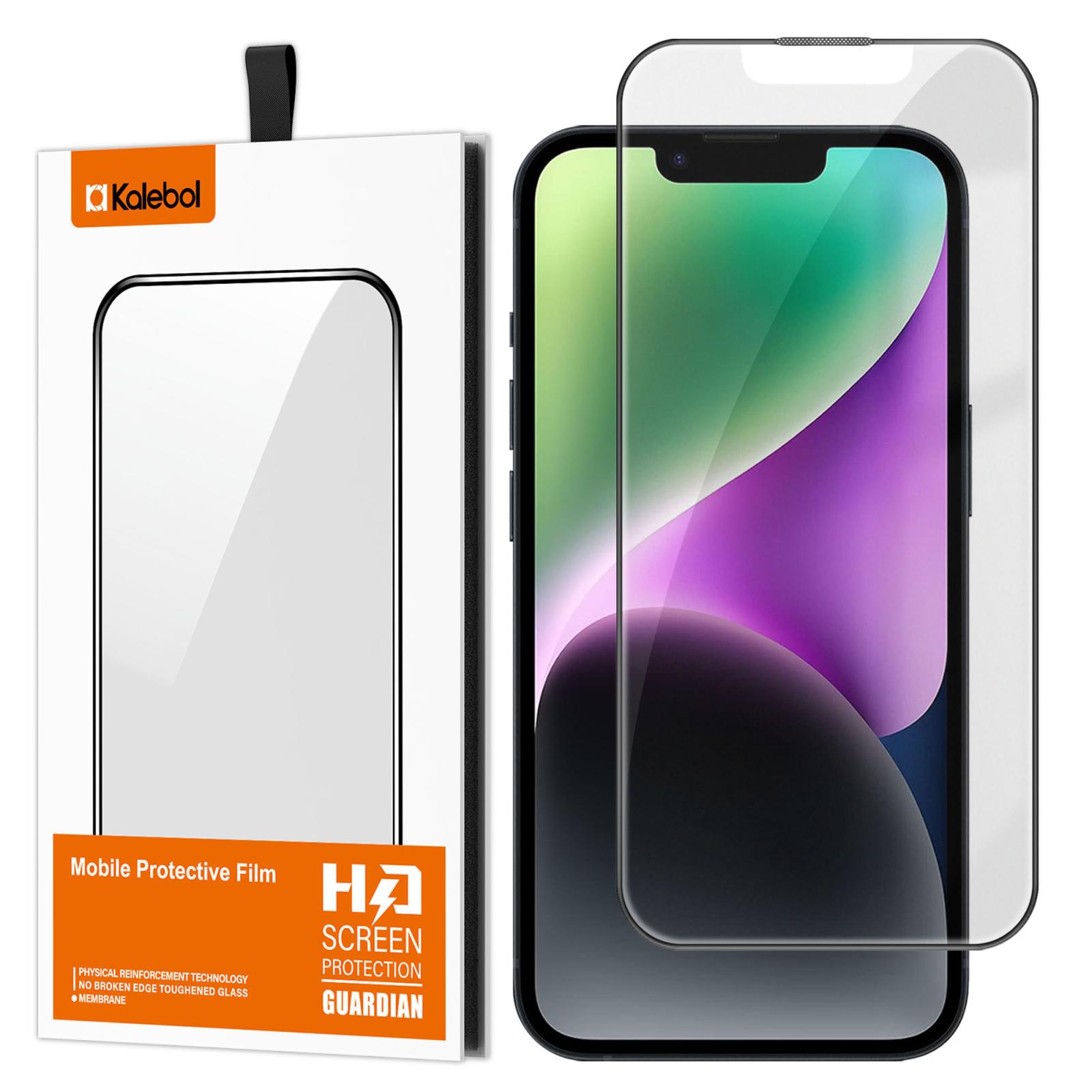 For iPhone 14 Kalebol Matte Anti-Fingerprint Screen-Printed HD Tempered Glass Film - Shopkiz.com