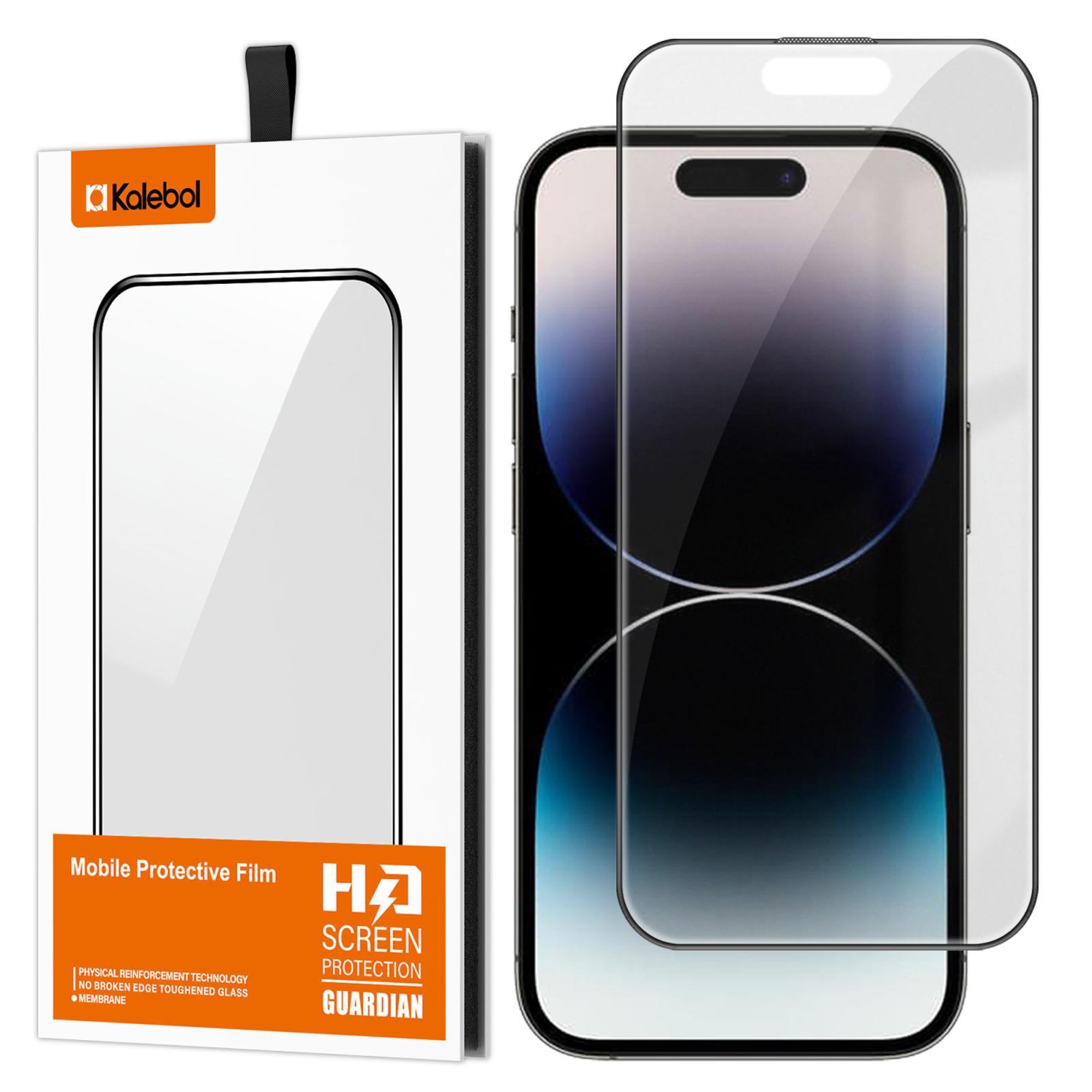 For iPhone 14 Pro Kalebol Matte Anti-Fingerprint Screen-Printed HD Tempered Glass Film - Shopkiz.com