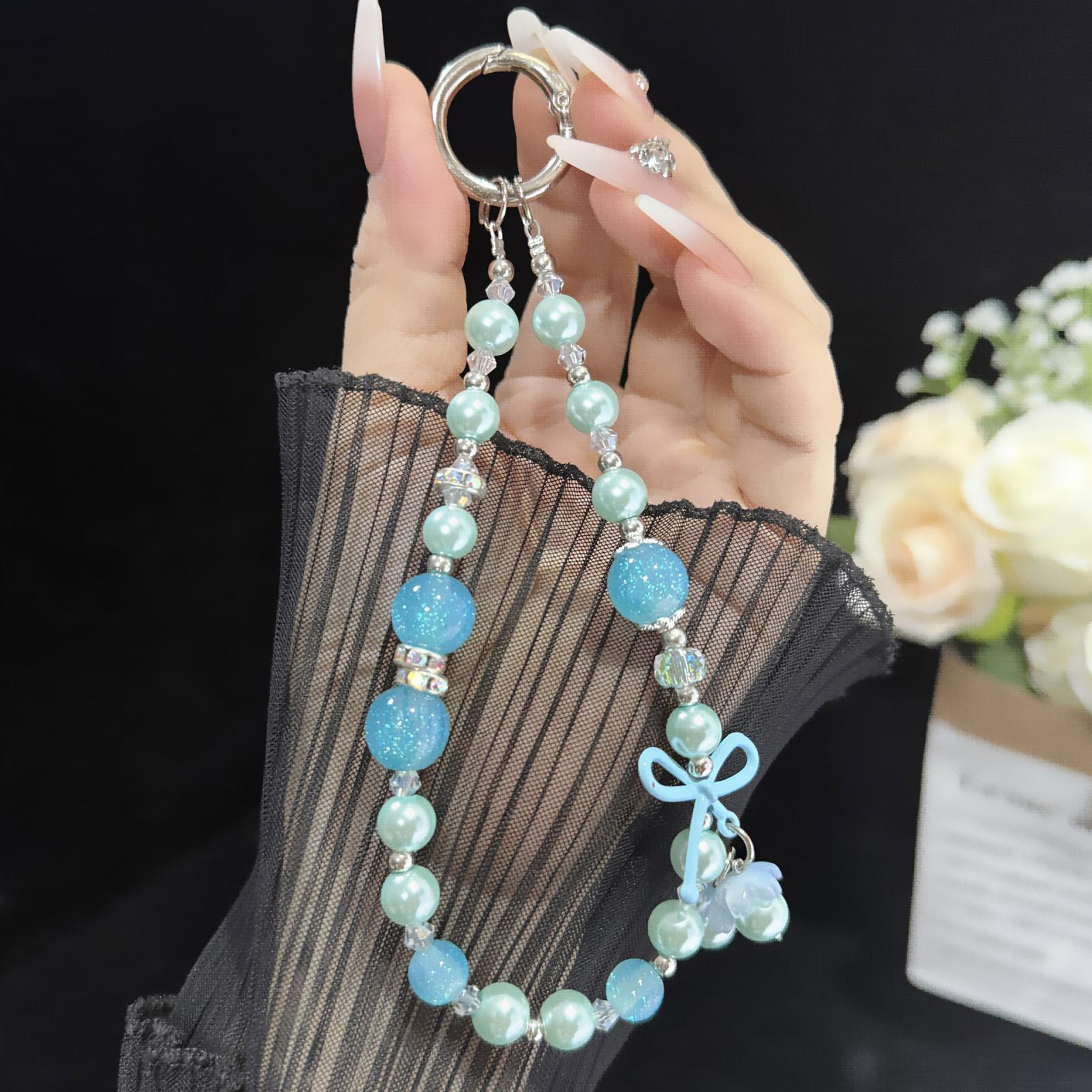 Candy Butterfly Pearl Beaded Chain(Blue) - Shopkiz.com