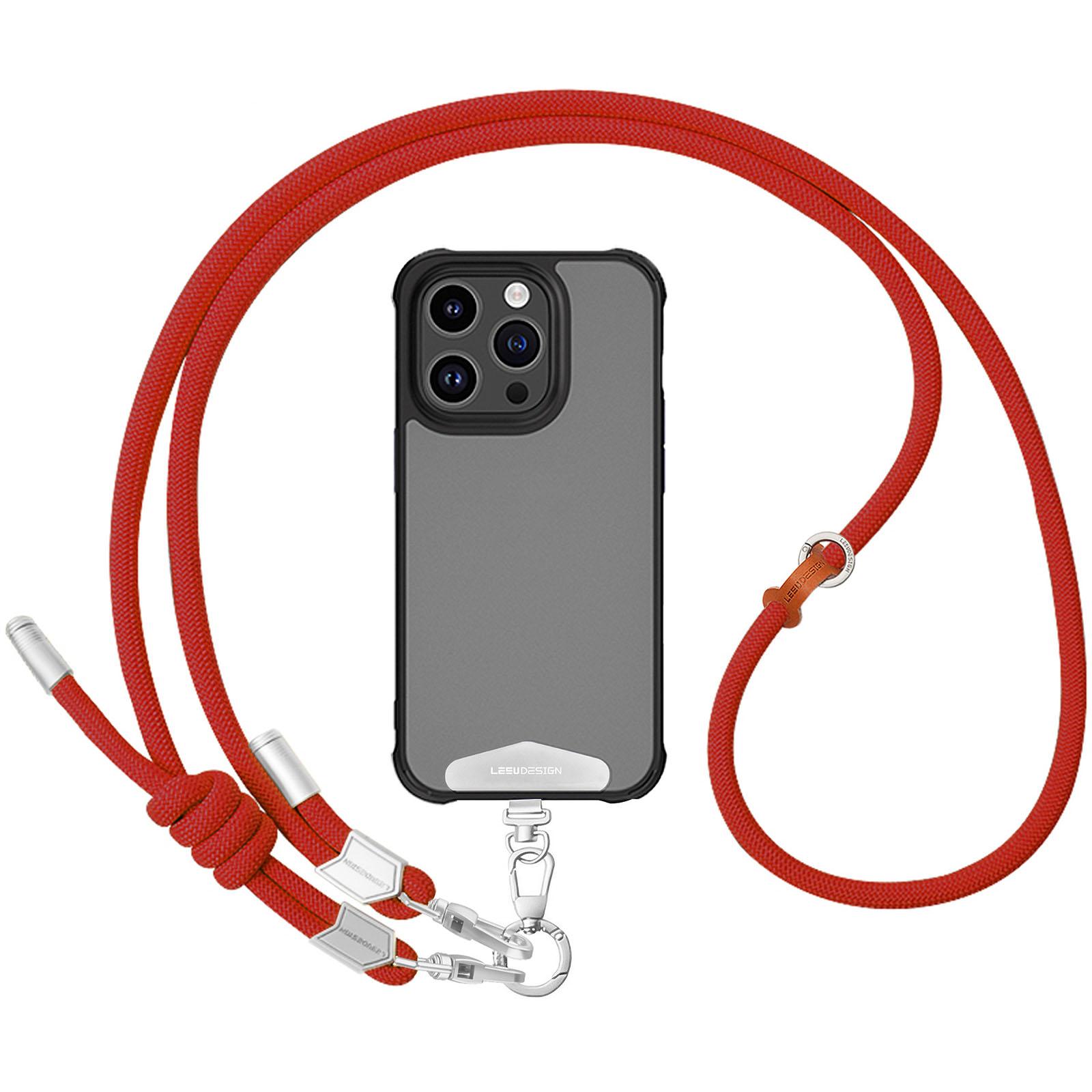 Knot Design Adjustable Double-Buckle Crossbody Phone Lanyard(Orange Red) - Shopkiz.com