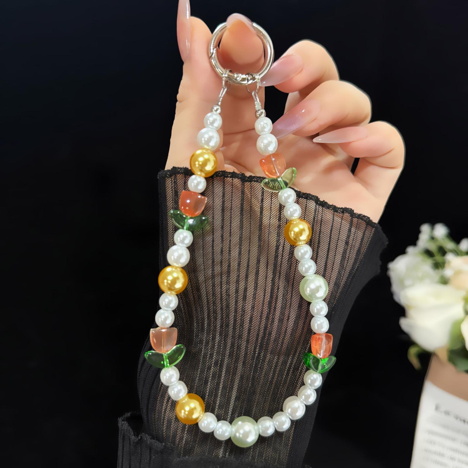 Tulip Letter Pearl Crystal Bead Chain(Yellow) - Shopkiz.com