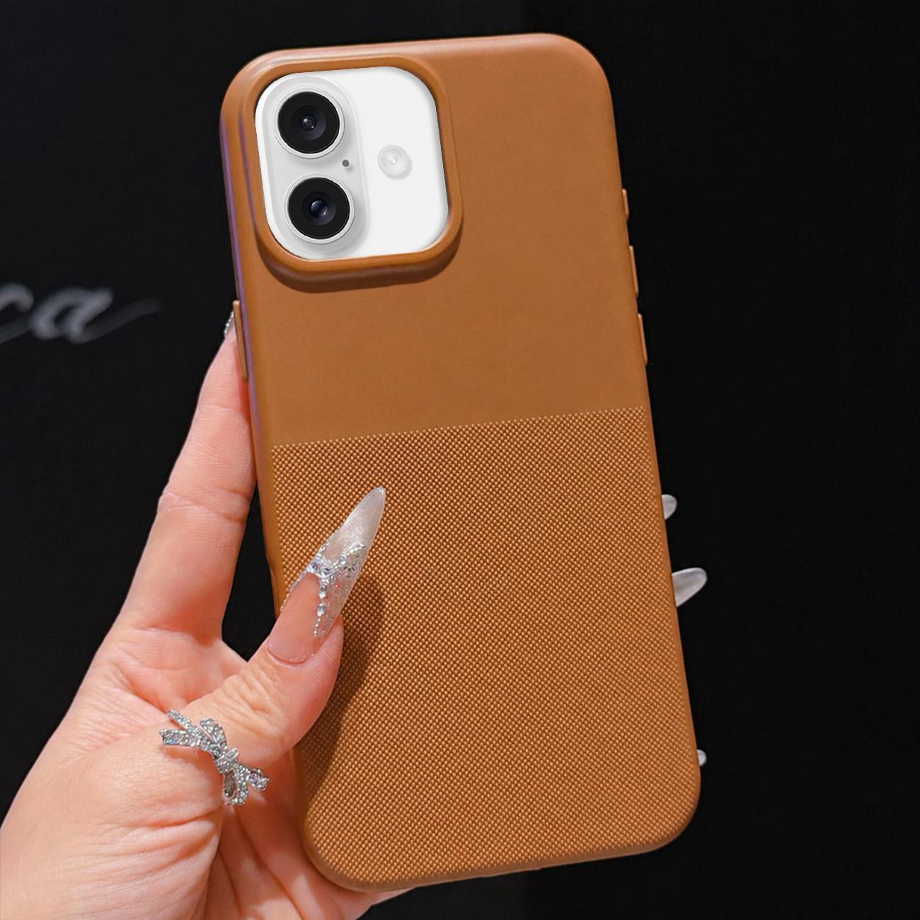 For iPhone 16 Plus Imitation Dot-texture TPU Phone Case(Brown) - Shopkiz.com