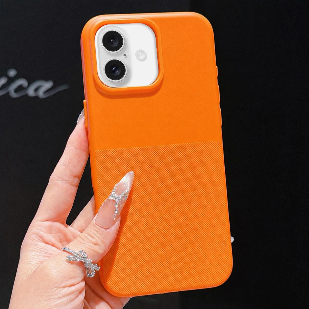 For iPhone 16 Imitation Dot-texture TPU Phone Case(Orange) - Shopkiz.com
