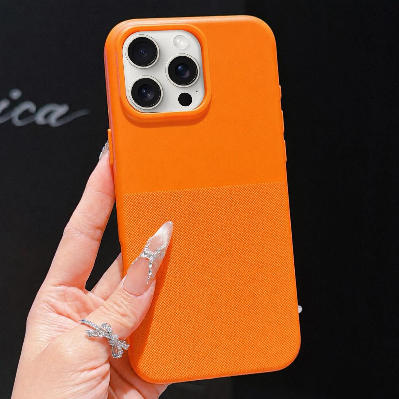 For iPhone 15 Pro Imitation Dot-texture TPU Phone Case(Orange) - Shopkiz.com