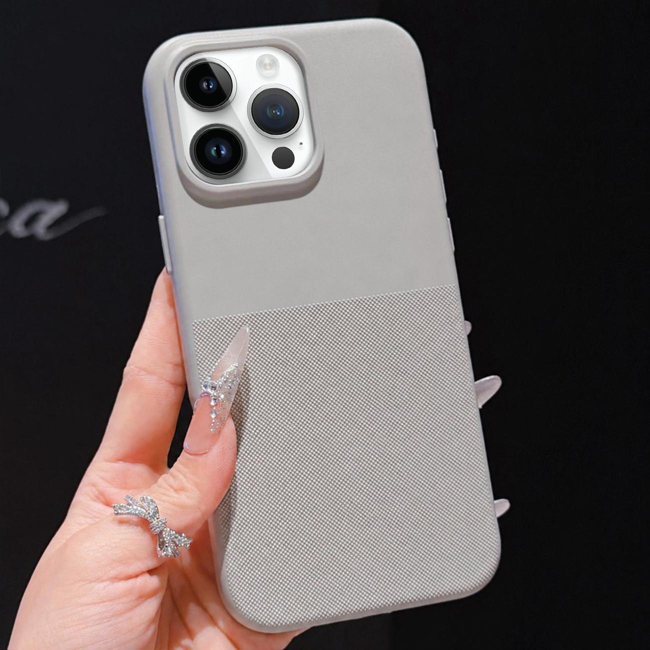 For iPhone 14 Pro Imitation Dot-texture TPU Phone Case(Gray) - Shopkiz.com