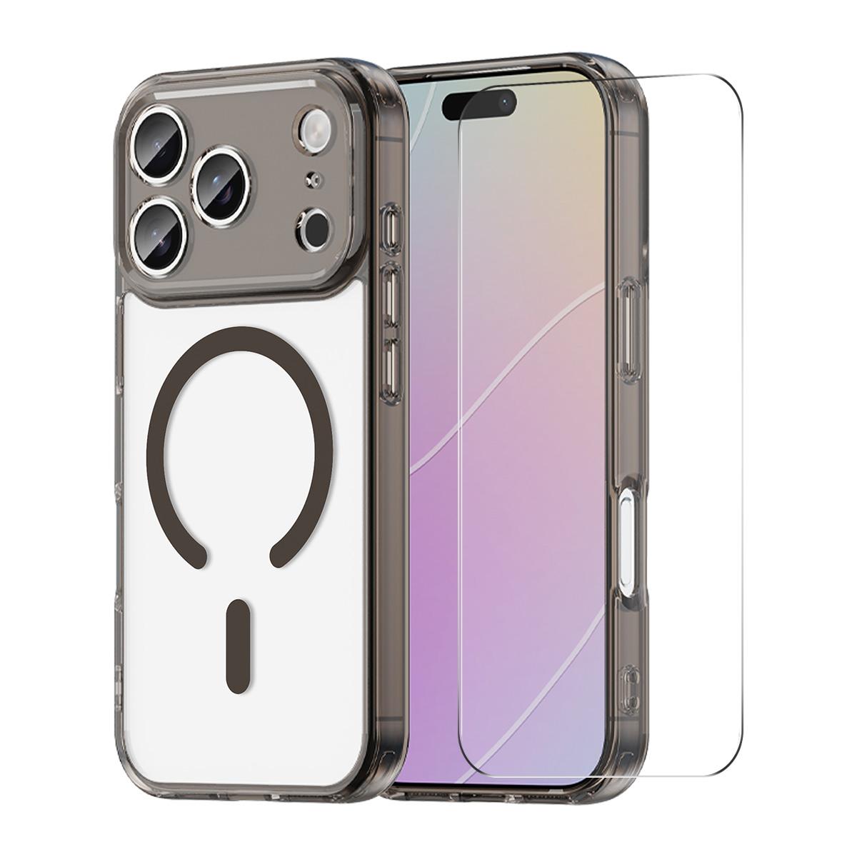 For iPhone 18 Pro Max ENKAY Hat-Prince Magnetic Matte Translucent Phone Case with Large Arc Film(Black) - Shopkiz.com