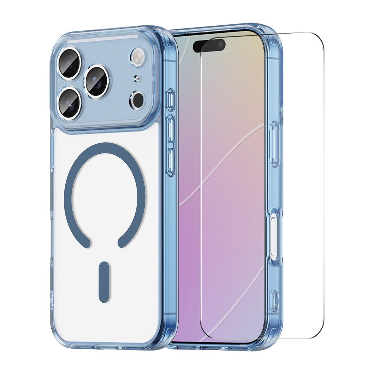 For iPhone 18 Pro Max ENKAY Hat-Prince Magnetic Matte Translucent Phone Case with Large Arc Film(Blue) - Shopkiz.com
