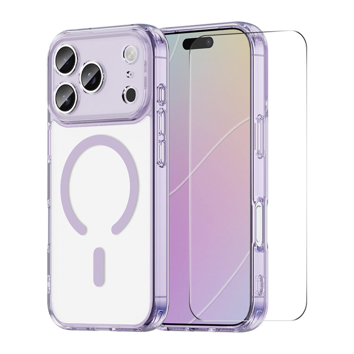 For iPhone 18 Pro ENKAY Hat-Prince Magnetic Matte Translucent Phone Case with Large Arc Film(Purple) - Shopkiz.com