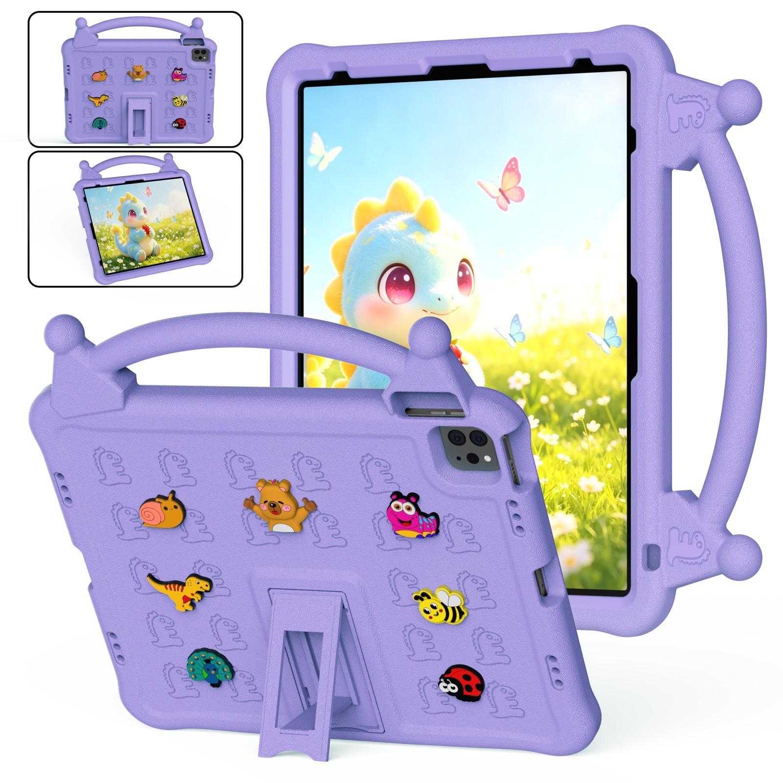 For iPad Air 13 2026 / 2025 / Pro 13 2025 Animal Paradise Handle EVA Tablet Case with Holder(Light Purple) - Shopkiz.com