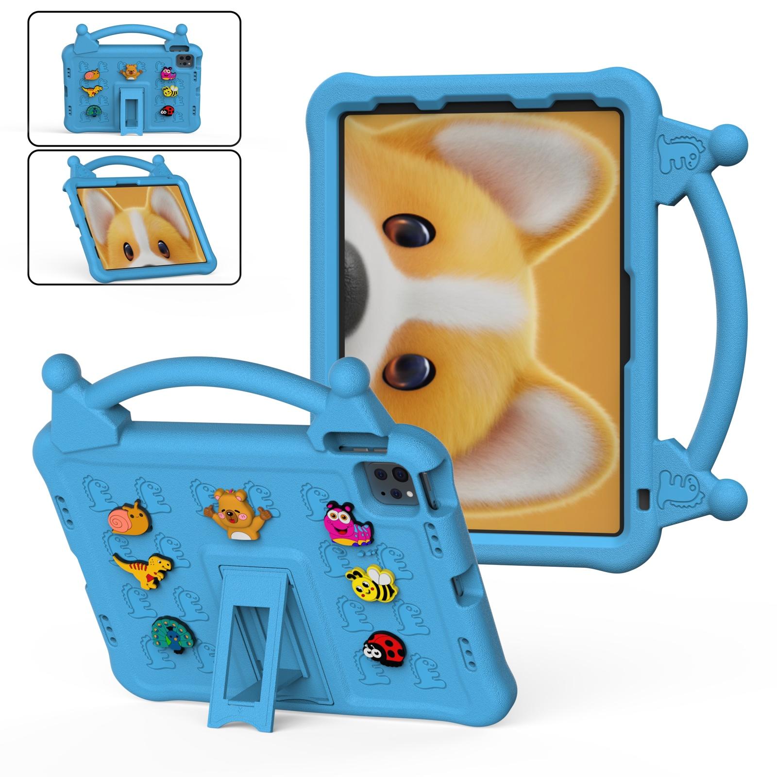 For iPad Air 11 2026 / 2025 / Pro 11 2025 Animal Paradise Handle EVA Tablet Case with Holder(Sky Blue) - Shopkiz.com