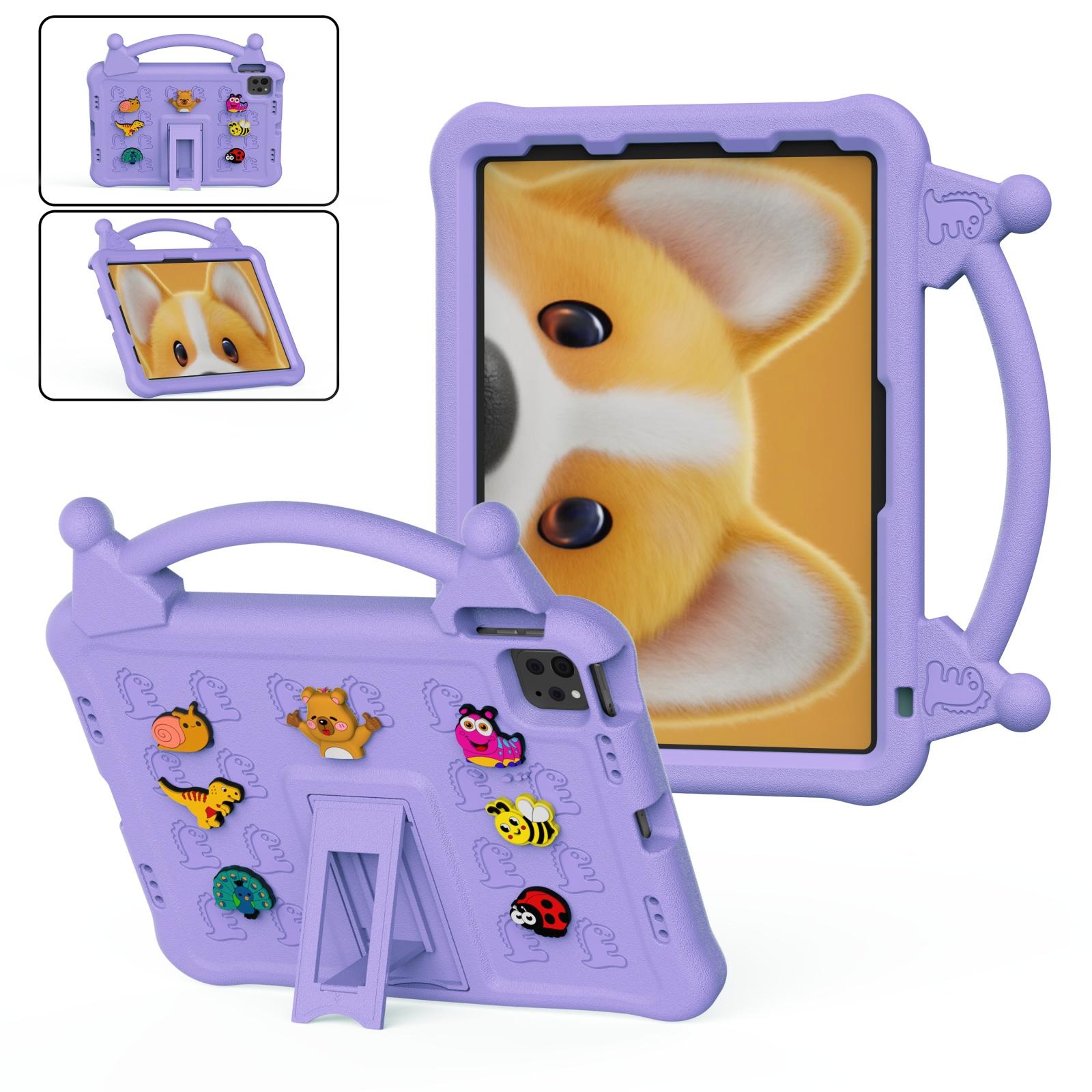 For iPad Air 11 2026 / 2025 / Pro 11 2025 Animal Paradise Handle EVA Tablet Case with Holder(Light Purple) - Shopkiz.com
