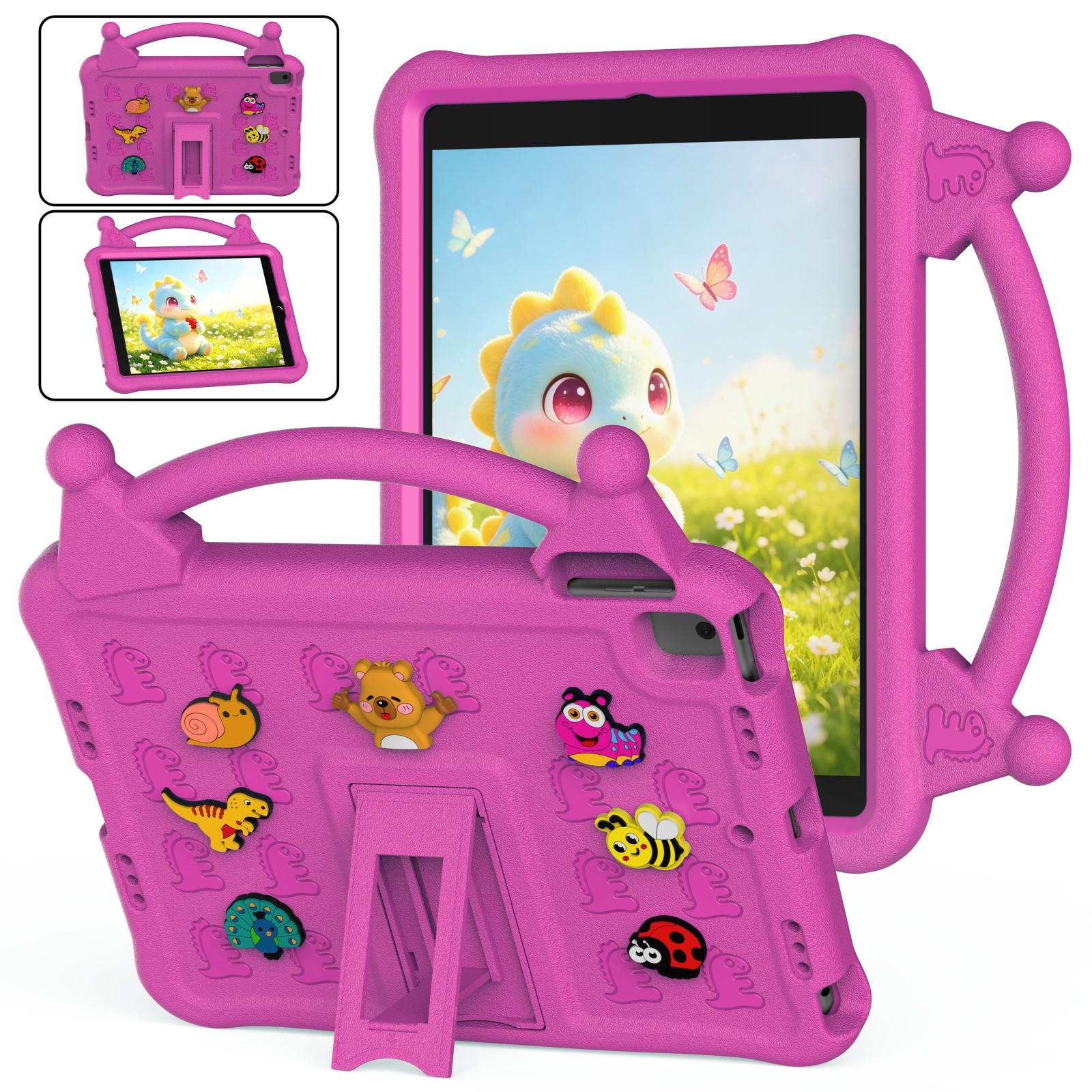 For iPad 10.2 2021 / 2020 / Pro 10.5 2019 Animal Paradise Handle EVA Tablet Case with Holder(RoseRed) - Shopkiz.com