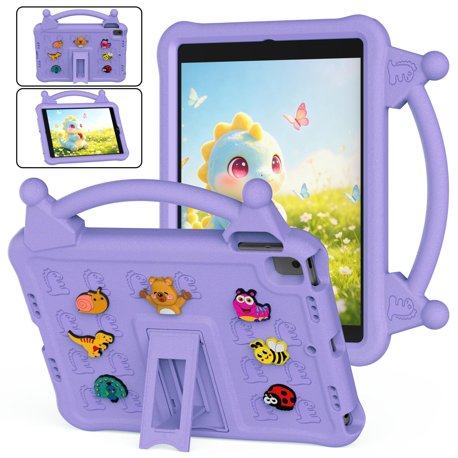 For iPad 10.2 2021 / 2020 / Pro 10.5 2019 Animal Paradise Handle EVA Tablet Case with Holder(Light Purple) - Shopkiz.com