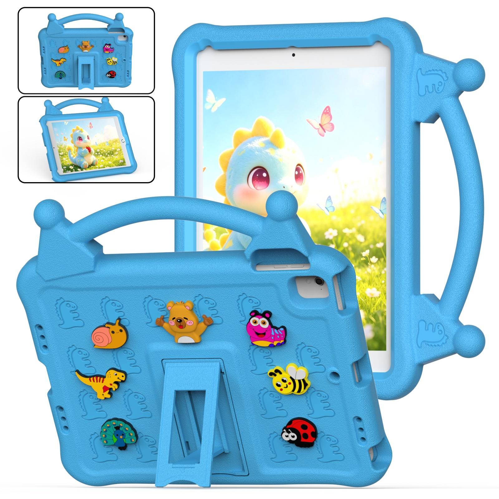 For iPad Air 2 / Air / 9.7 2018 / 2017 Animal Paradise Handle EVA Tablet Case with Holder(Sky Blue) - Shopkiz.com