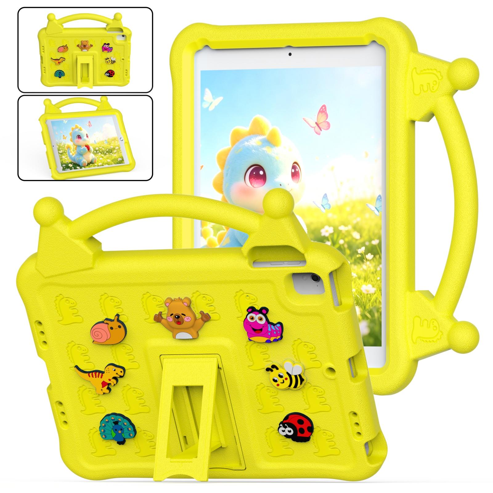 For iPad Air 2 / Air / 9.7 2018 / 2017 Animal Paradise Handle EVA Tablet Case with Holder(Yellow) - Shopkiz.com