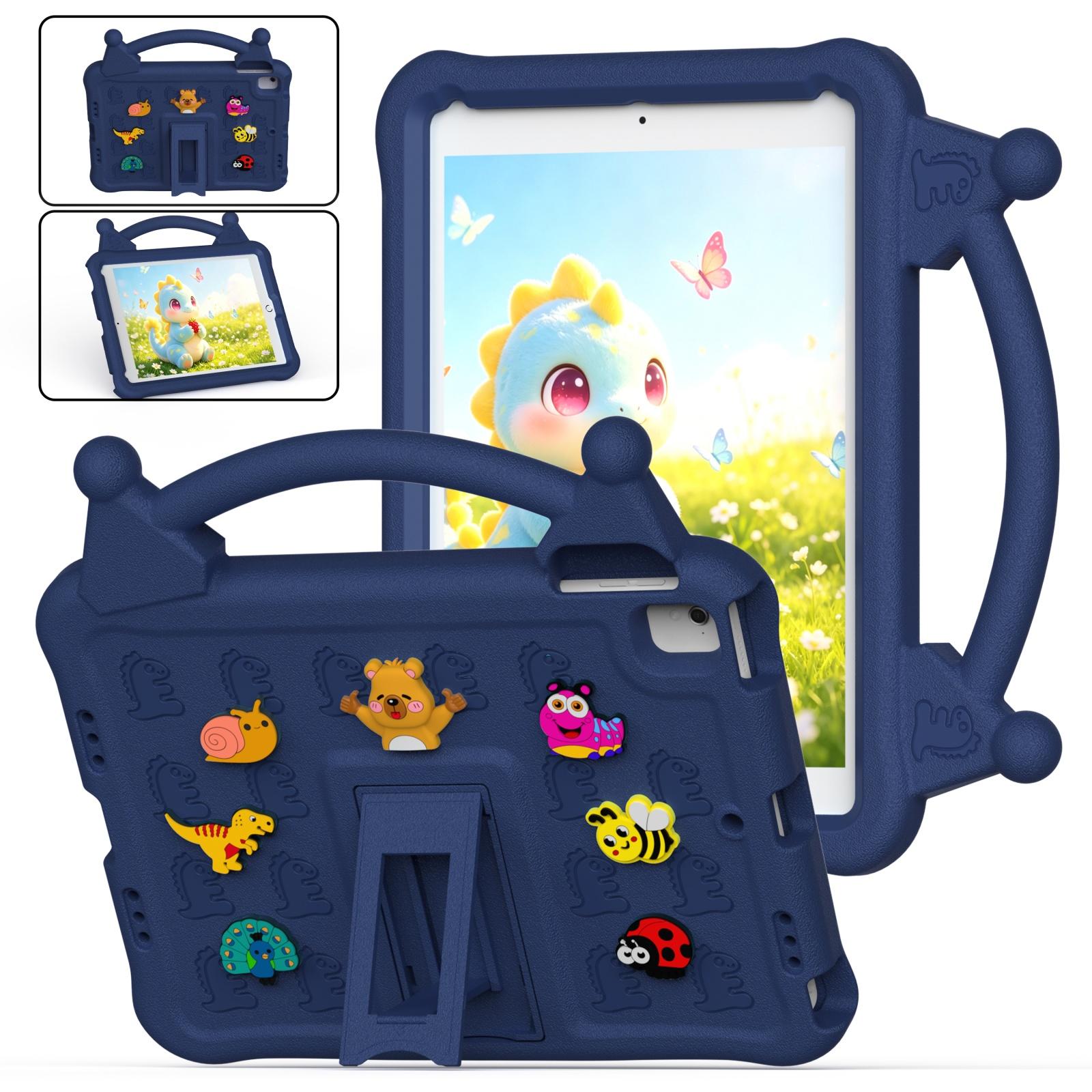 For iPad Air 2 / Air / 9.7 2018 / 2017 Animal Paradise Handle EVA Tablet Case with Holder(Navy Blue) - Shopkiz.com
